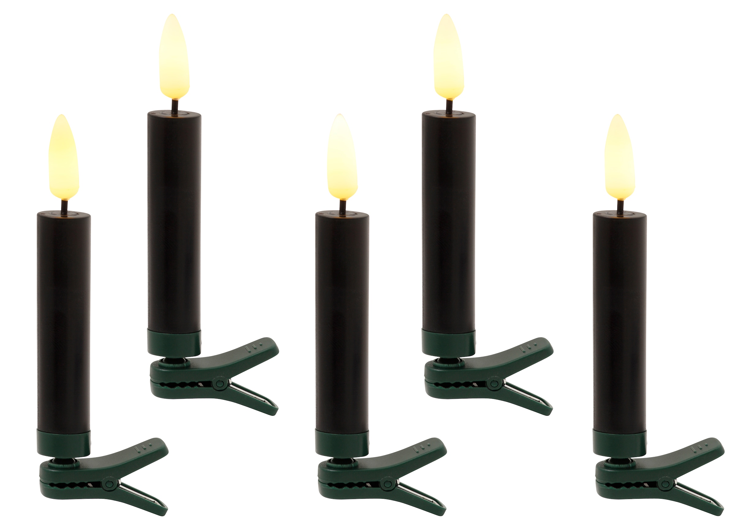 andas LED-Christbaumkerzen »Bjarne, 25 kabellos Kerzen mit 3D-Flamme, Höhe ca. 11,5 cm«, 25 St.-flammig, Weihnachtsdeko, Christbaumschmuck mit Dimm-/Flacker- und Timerfunktion