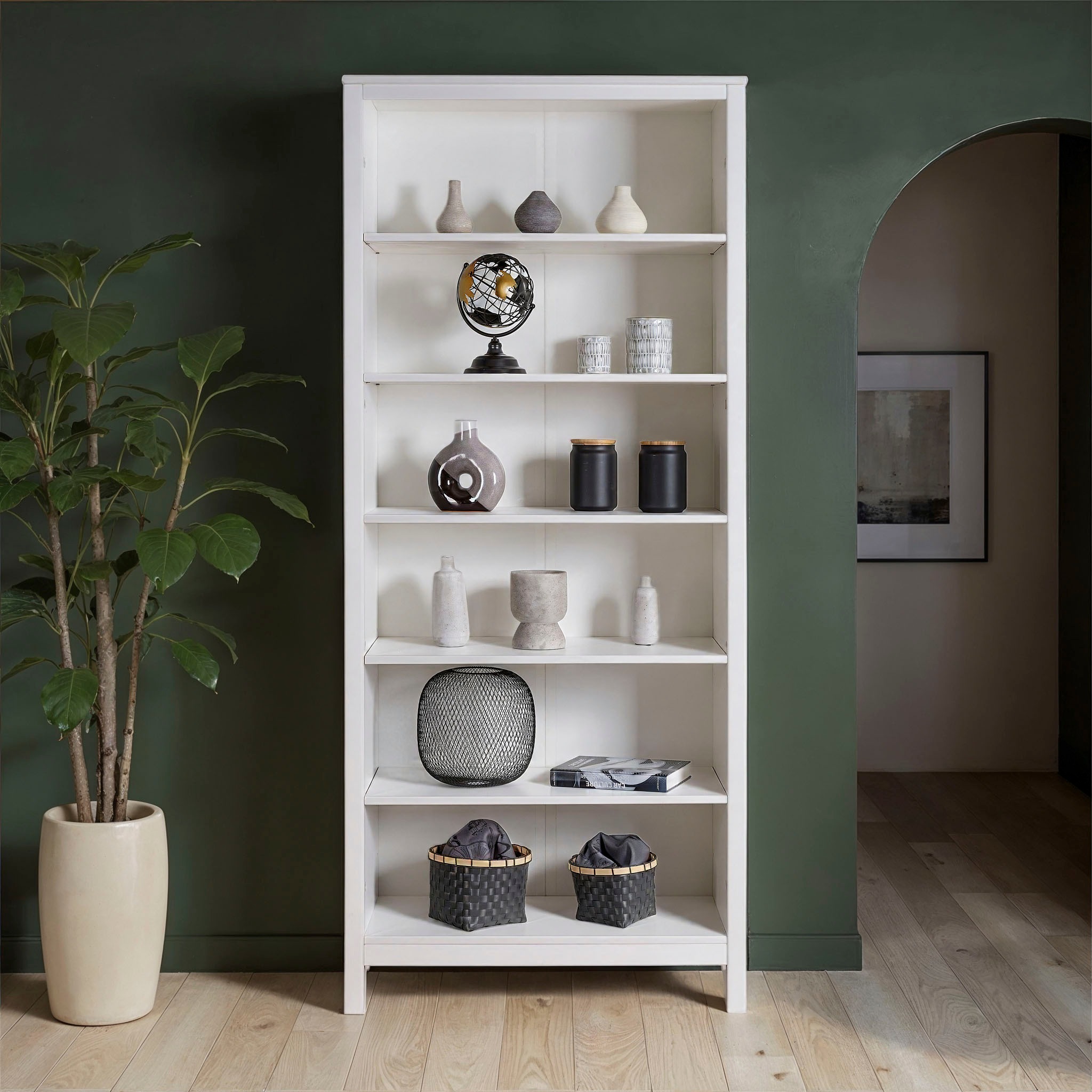Inter Link Standregal »Pinora, Kiefer Massivholz Weiss, 5 Einlegeböden, 82 x 39,50 x 197 cm« 1 Stk. tlg. Regal im modernem Skandi Look, 2 Größen erhältlich