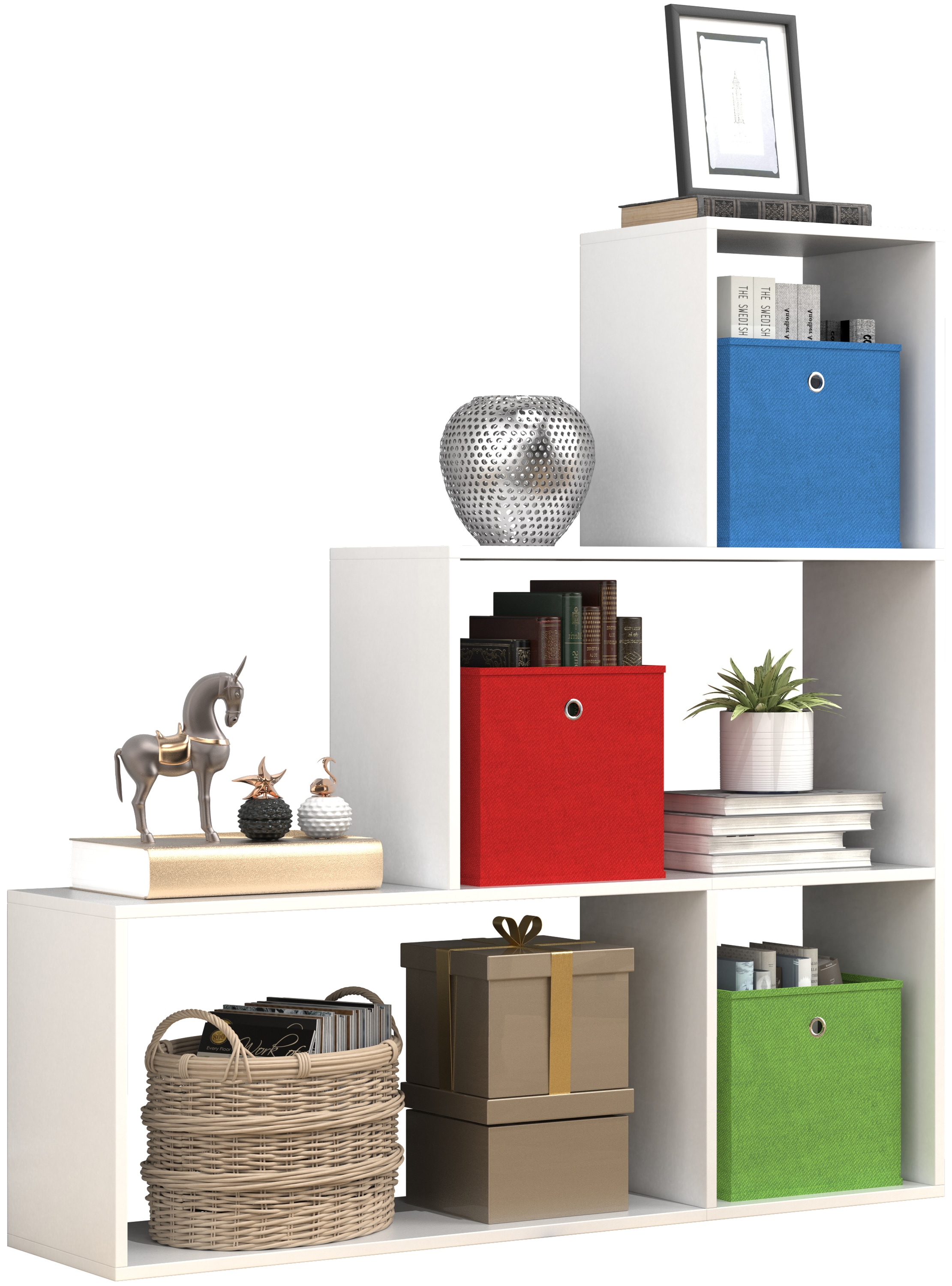 Standregal VCM, B:117cm T:29cmweiß, Wohnzimmer, Regale, "Holz Regal Raumteiler Standregal Bücher Dubila M"