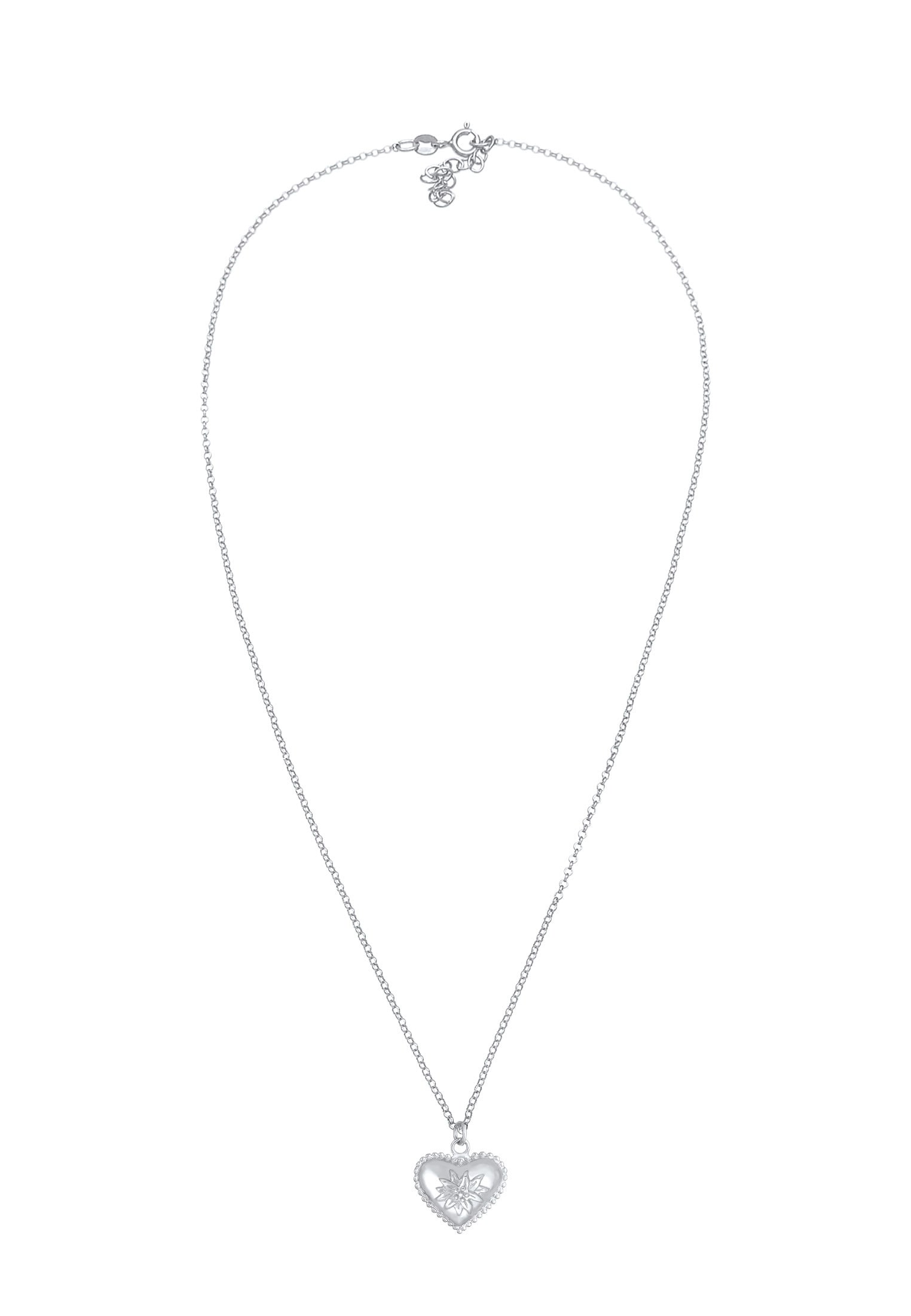 Elli Kette mit Anhänger »Elli Halskette Edelweiss Herz Dirndl Look 925 Silber«