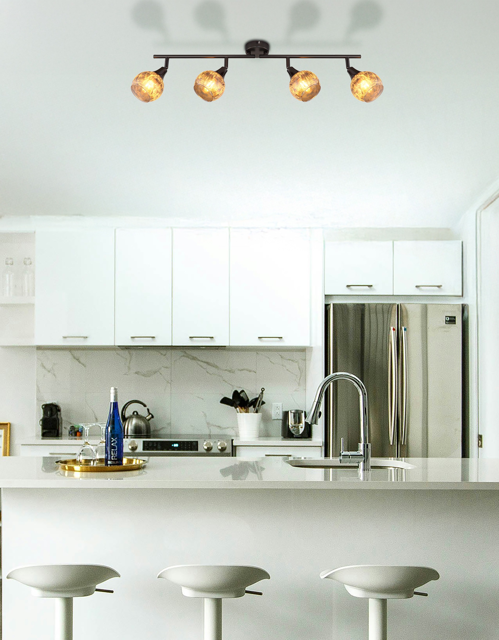 GLOBO LIGHTING Deckenspot »FROSTA« E14 1 Stk. Schwarz-chrome Strahler mit geeistem Glas, dreh-/schwenkbar