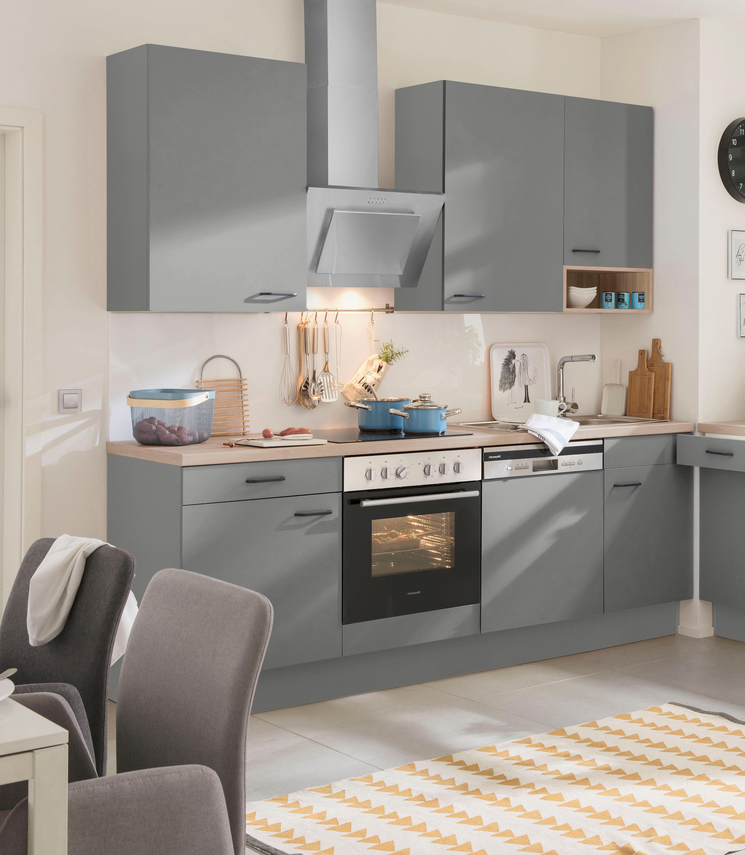 Premium-Küche bestellen OPTIFIT mit Breite Vollauszug, 230 cm Soft-Close-Funktion, »Elga«, BAUR | Küchenzeile