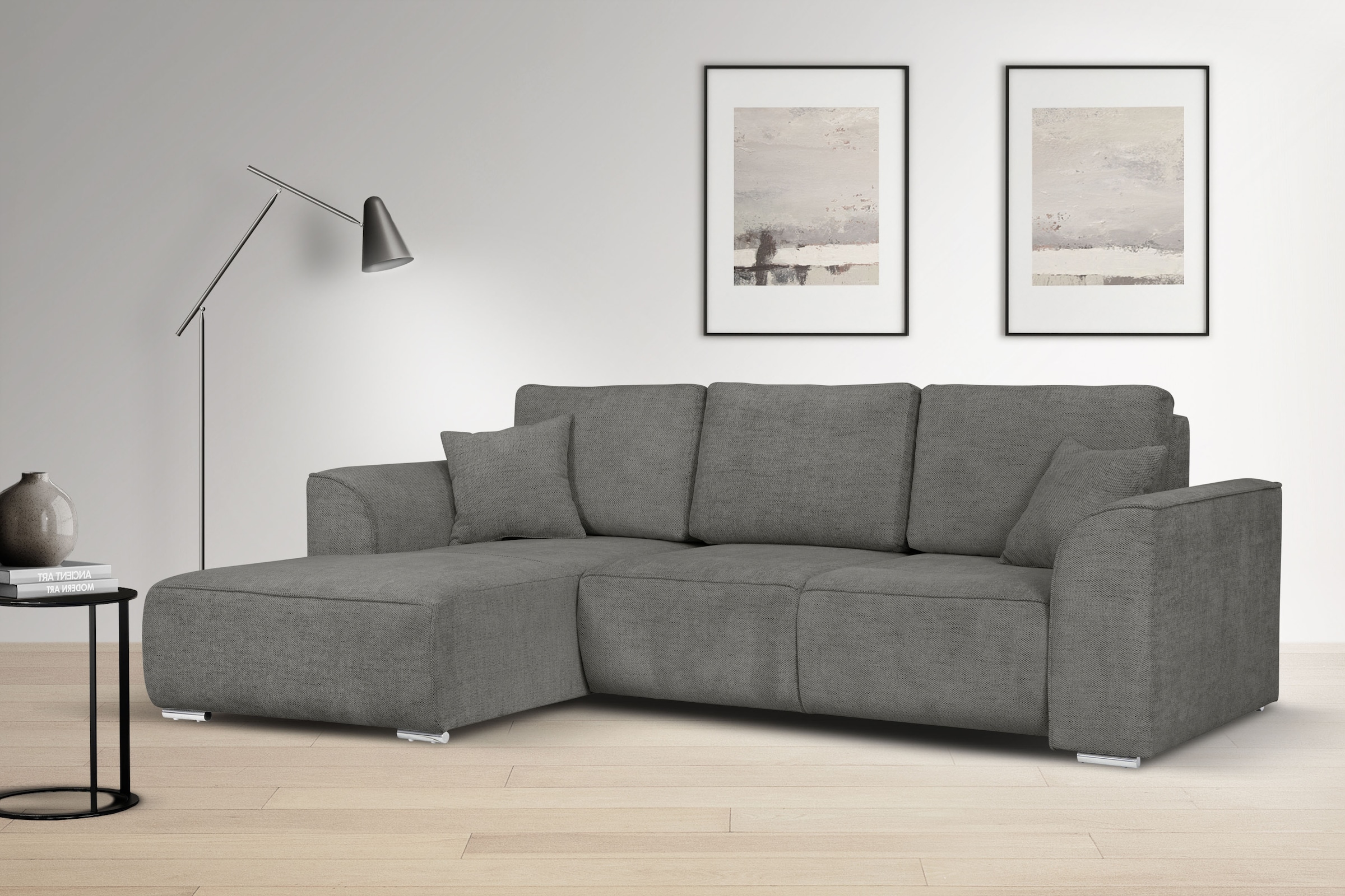 Ecksofa OTTO HOME "BEATRICE optionale Schlafsofa mit Bettkasten, B/T/H: 265/170/86 cm", grau (mittelgrau), B:265cm H:86cm T:170cm, 100% Polyester, Sofas, Ecksofa, L-Form, wahlweise auch mit Bettfunktion und Bettkasten 7