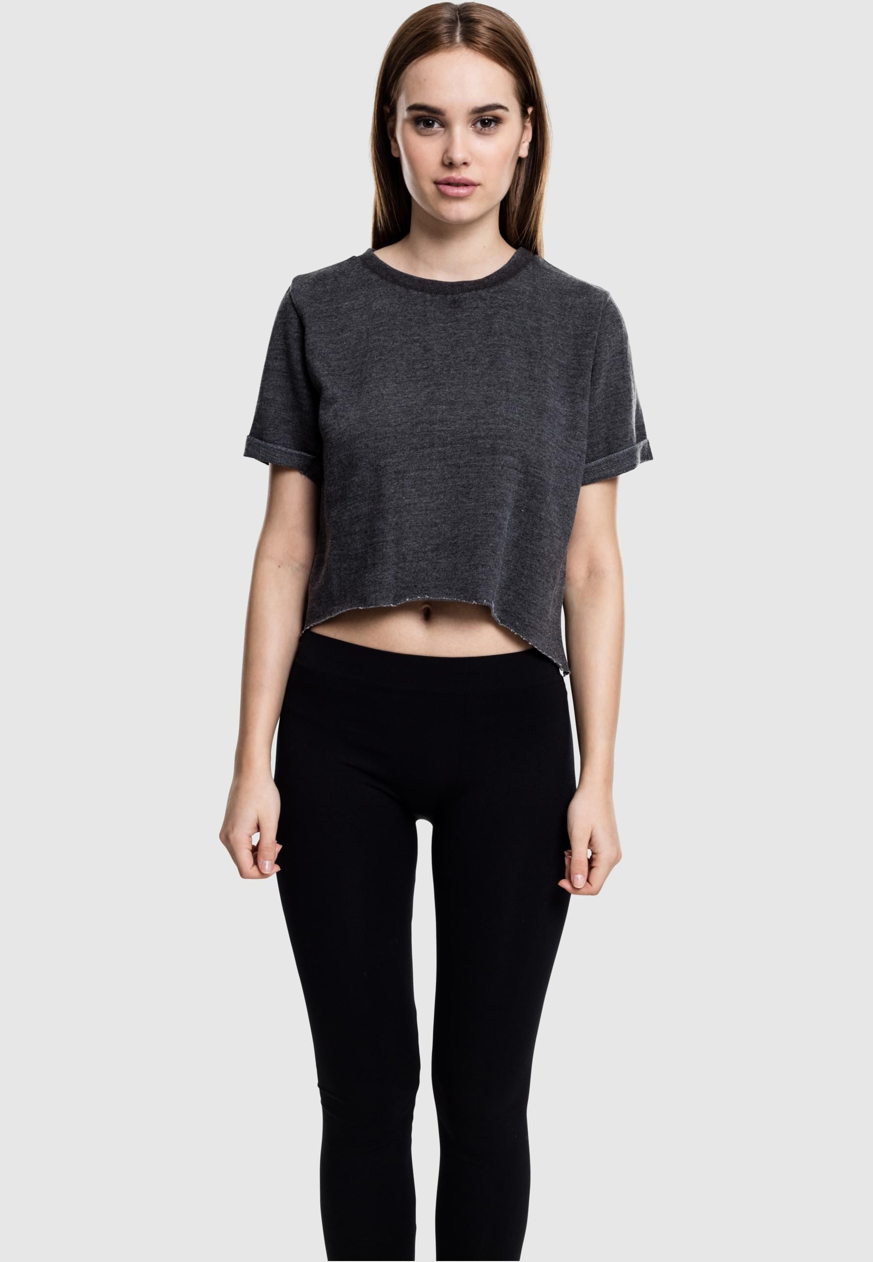 URBAN CLASSICS T-Shirt »Urban Classics Damen Ladies Cropped Burnout Short Sleeve Crew«, (1 tlg.)