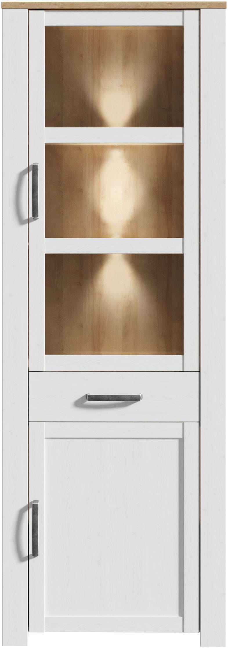 FORTE Highboard »Bohol, Vitrine, 1 Glastüre,1 SK, 1 Türe« B/H/T 71,7/205,4/42 cm Beleuchtung optional bestellbar