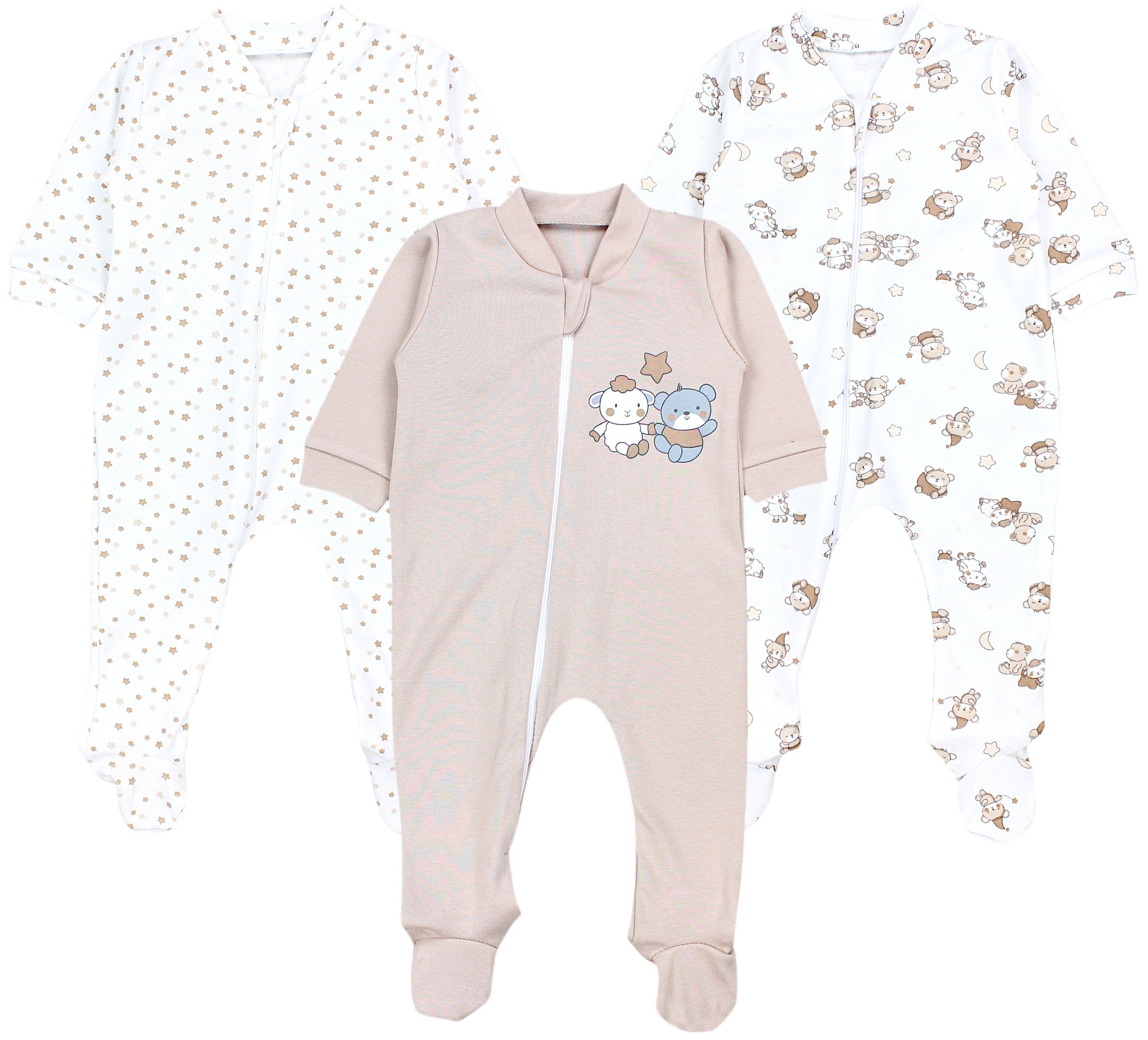 TupTam Schlafanzug "Schlafstrampler Baby Unisex Schlafstrampler mit Fuß 3er Pack"