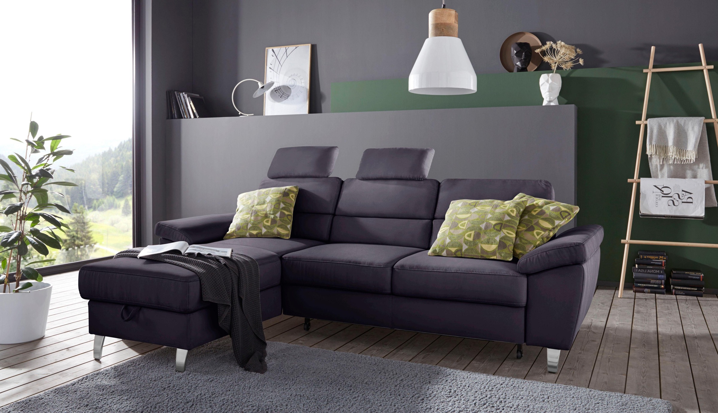 Ecksofa SIT & MORE "Sorano L-Form", grau (anthrazit), B:250cm H:88cm T:161cm, Sofas, Ecksofa, wahlweise mit Bettfunktion und Bettkasten 2