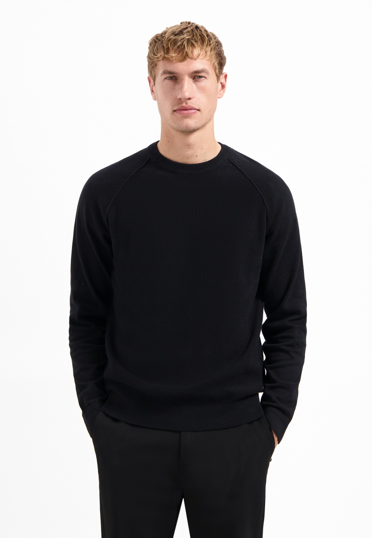 NO EXCESS V-Ausschnitt-Pullover "No Excess Waffelstrickpullover" günstig online kaufen