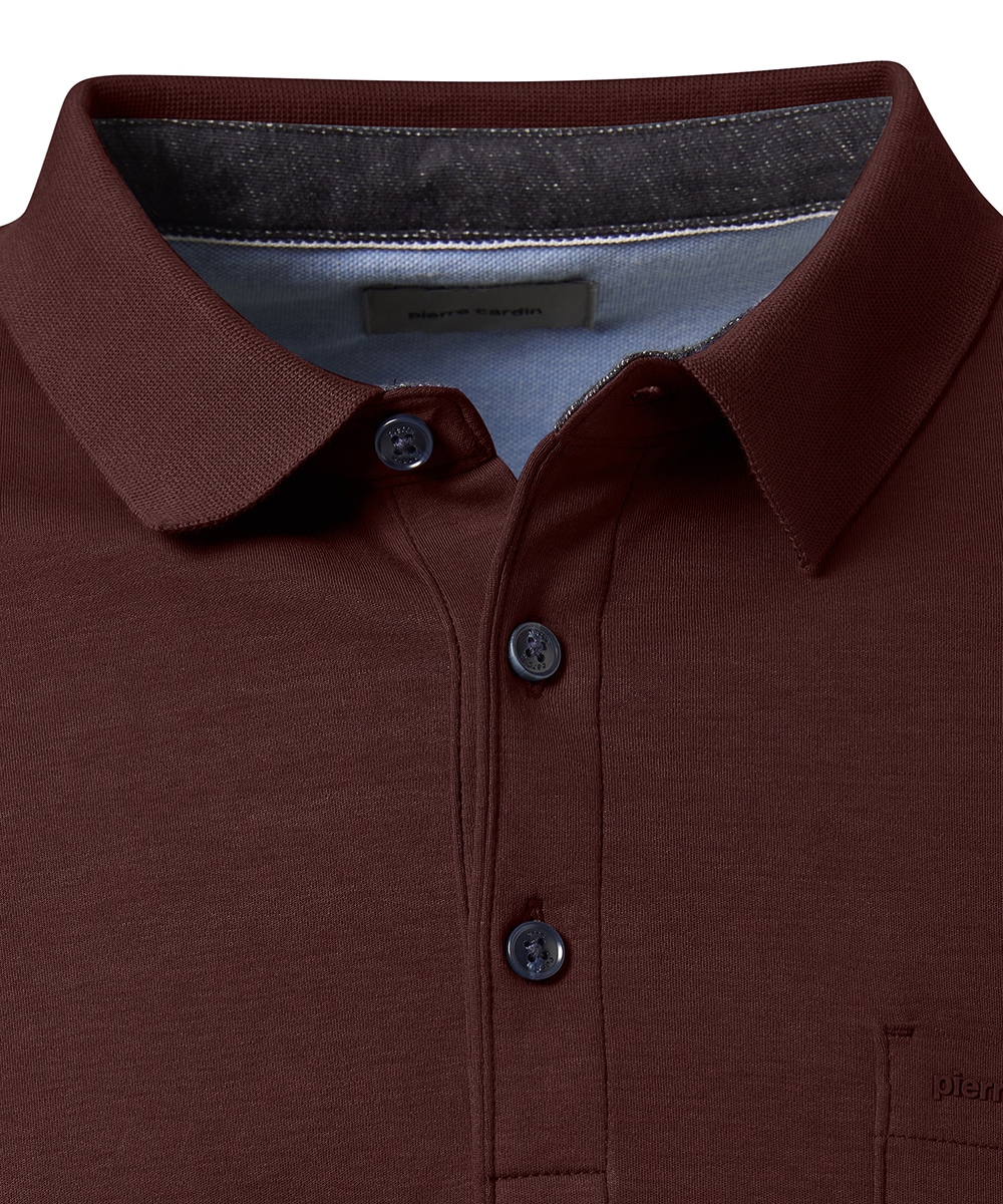 Pierre Cardin Langarm-Poloshirt, Brusttasche mit Marken- Applikation