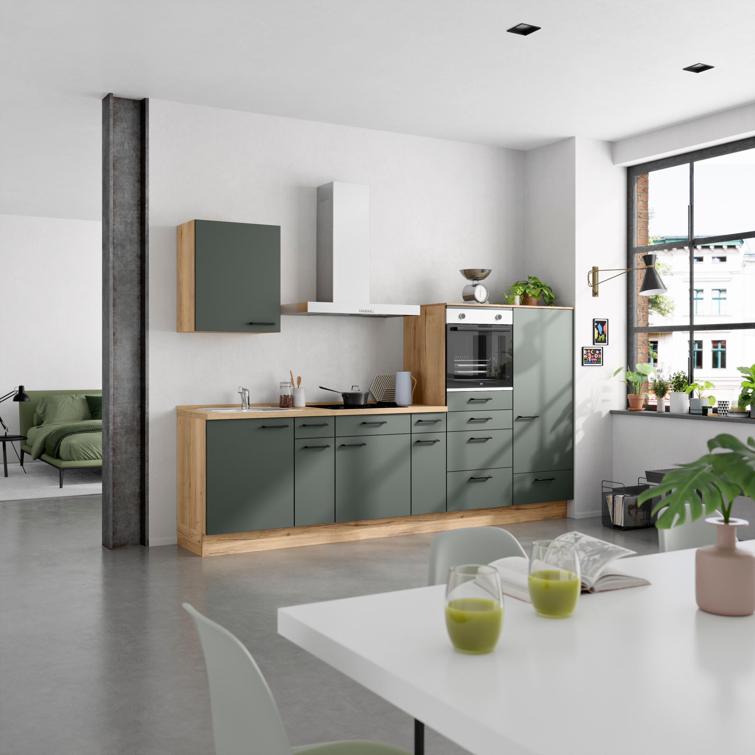 nobilia® Küchenzeile »"Easytouch I"«, vormontiert, Ausrichtung wählbar, Breite 300 cm, wahlw. mit E-Geräten