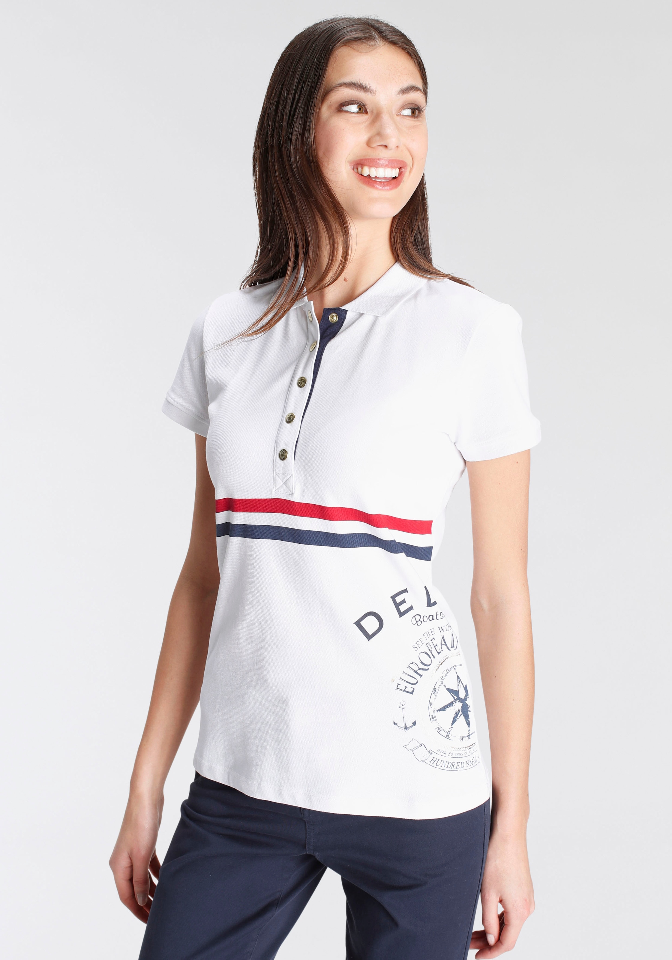 DELMAO Poloshirt, in edlem kaufen | für BAUR NEUE - Look maritimen MARKE