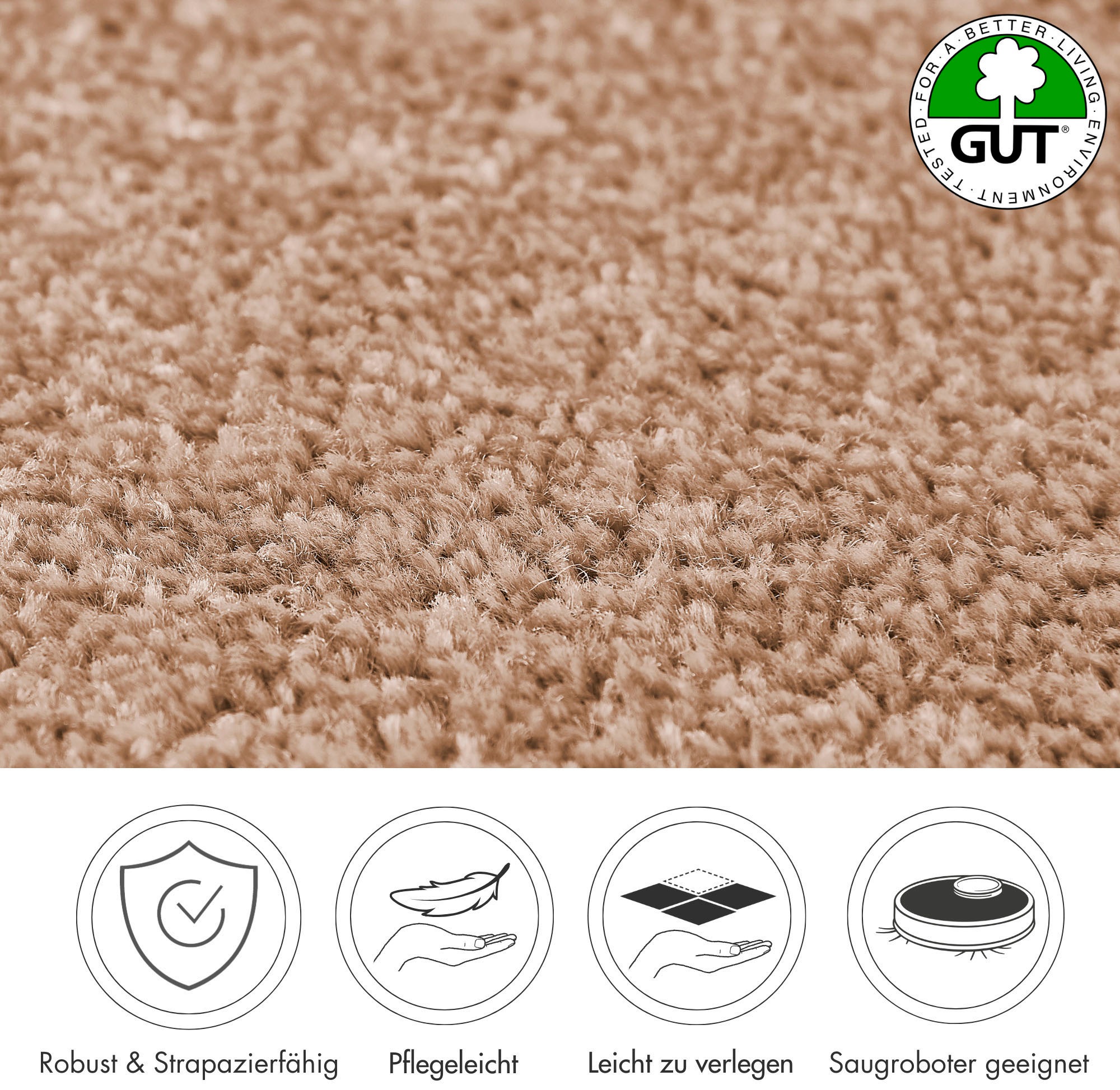 Thumbnail - Andiamo Teppichboden "Ines, Kräuselvelours, Gesamthöhe 8,5 mm, Made in Netherlands" rechteckig 8,5 mm Höhe Uni Farben, B...