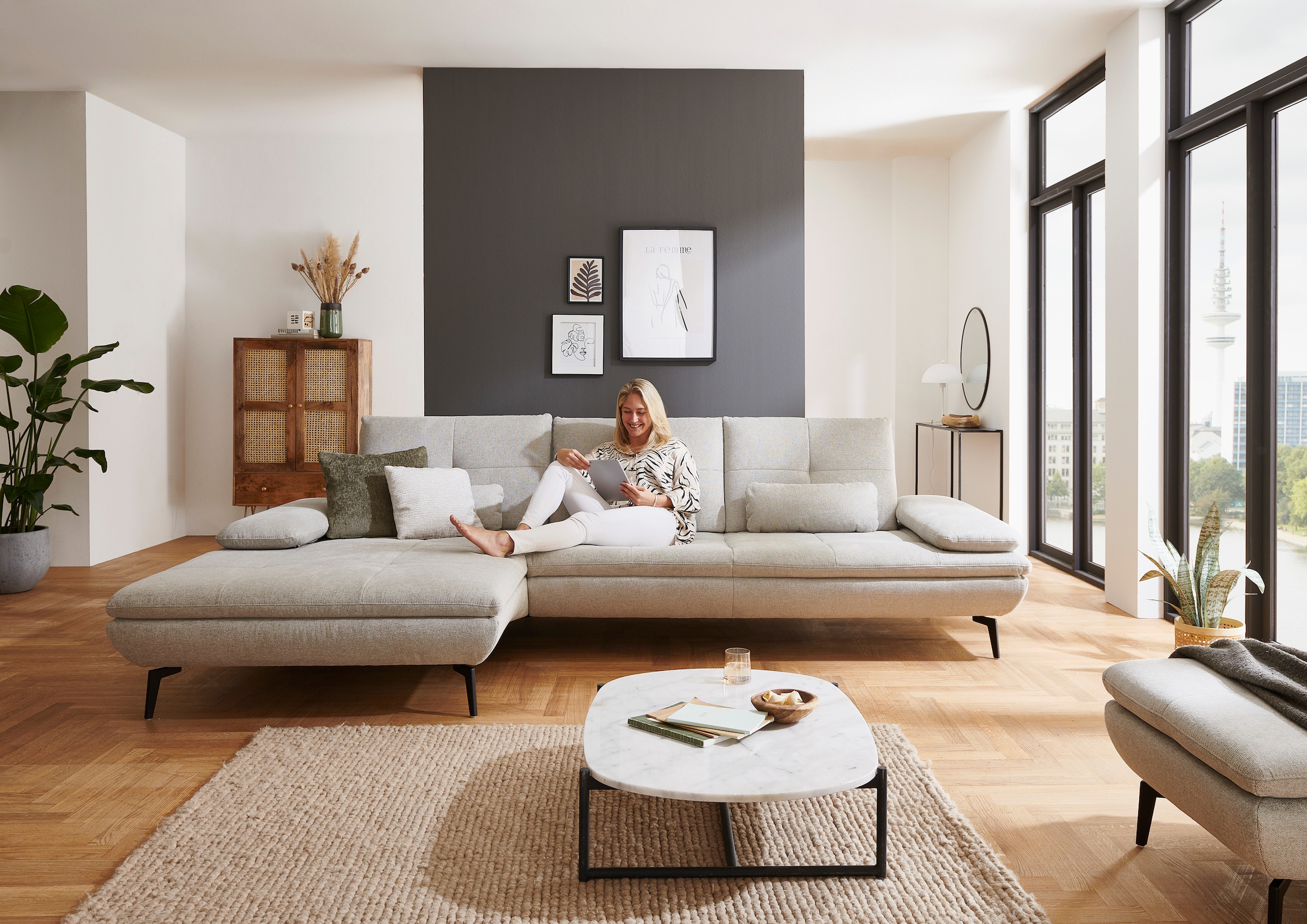 Die PlanBar Ecksofa "MP-IN23002 L-Form" wahlweise mit Armteil- und Sitztief günstig online kaufen