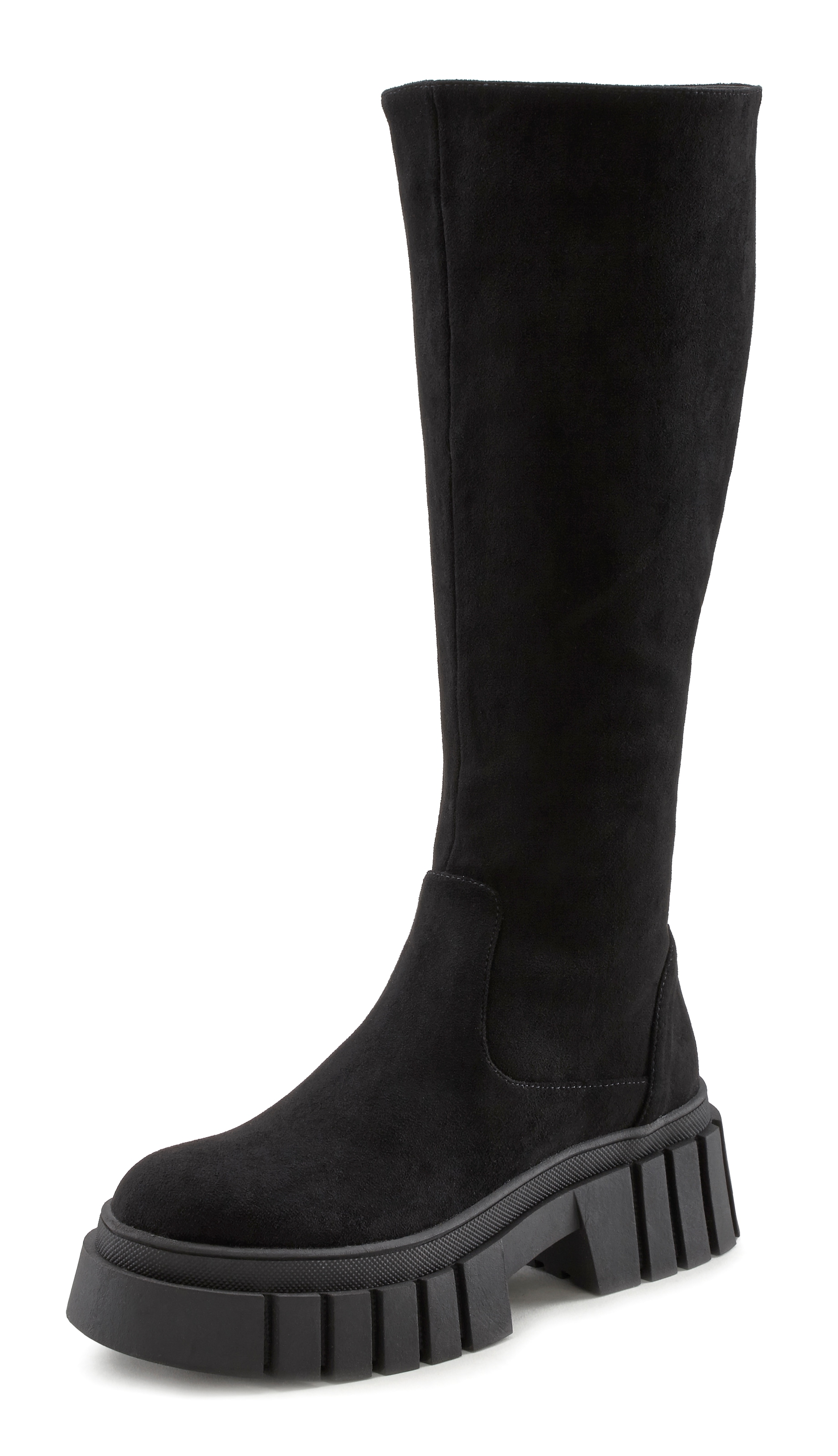 LASCANA Reißverschlussstiefel, mit Profilsohle, Winterstiefel, Chunky-Sohle, langer Stiefel