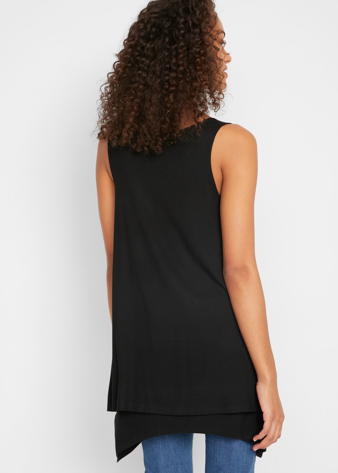 bonprix Longtop "Doppellagiges Long-Top aus Viskose-Mix" A-Linie Passform, günstig online kaufen