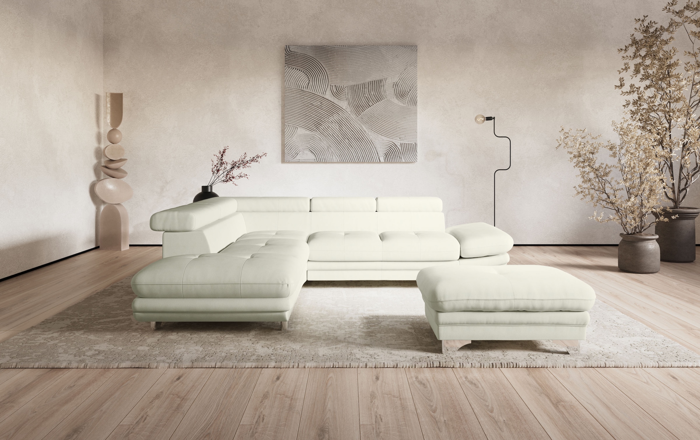 COTTA Ecksofa »Enterprise L-Form«, mit Arm- & Kopfteilverstellung, wahlweise mit Bettfunktion
