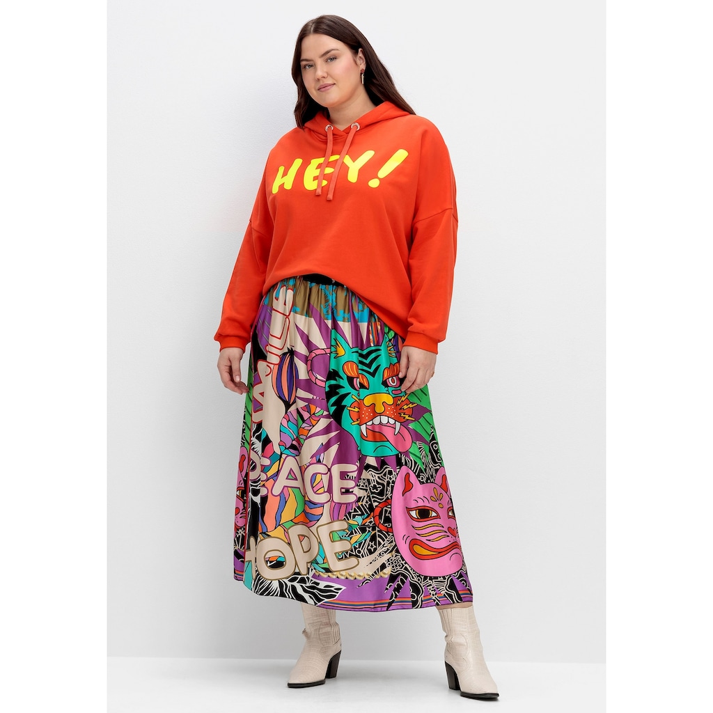 Sheego Kapuzensweatshirt »Große Größen«, mit Neon-Frontdruck