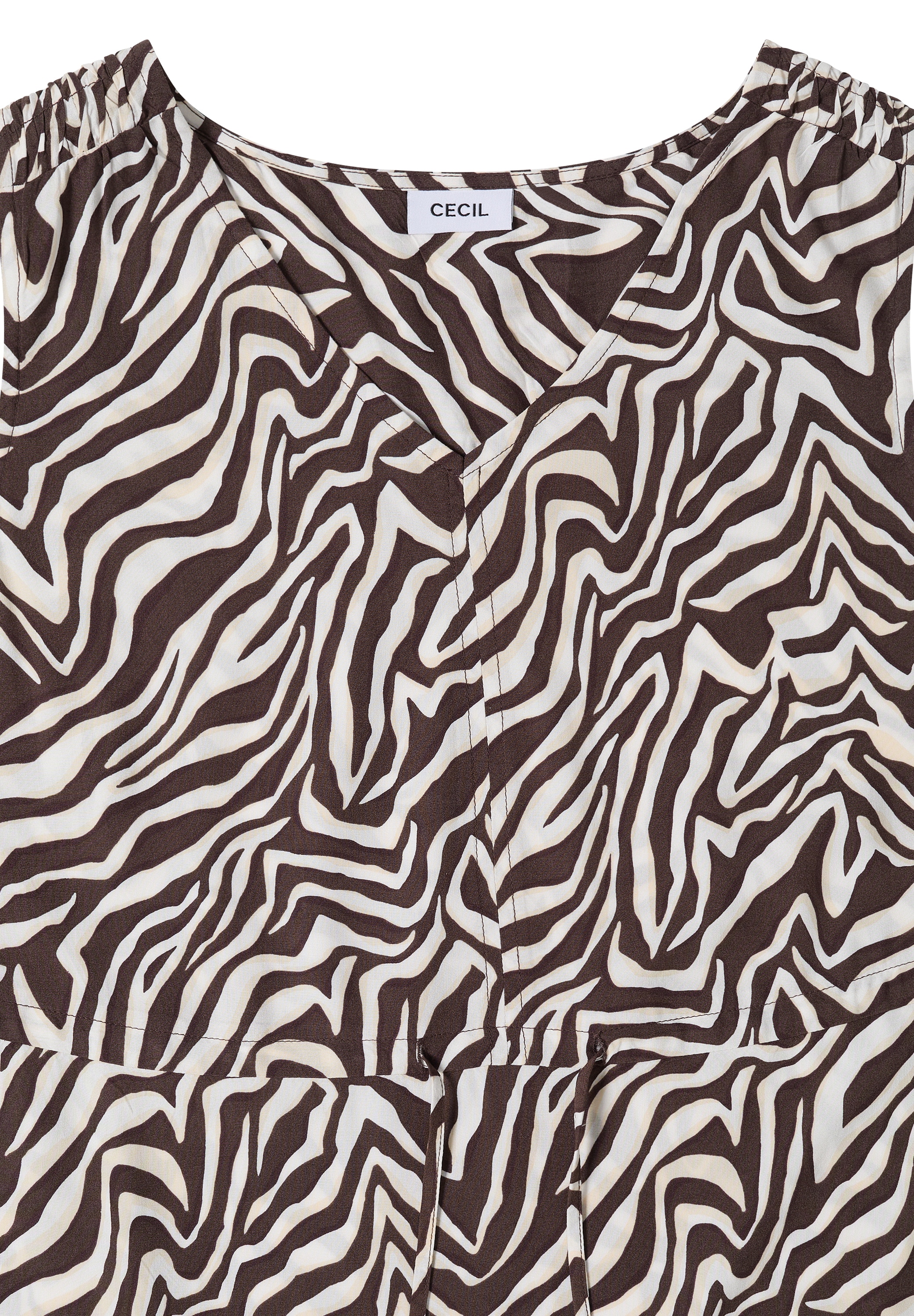 Cecil Midikleid V-Ausschnitt, abstrahierter Zebraprint, V-Ausschnitt, Sommerkleid