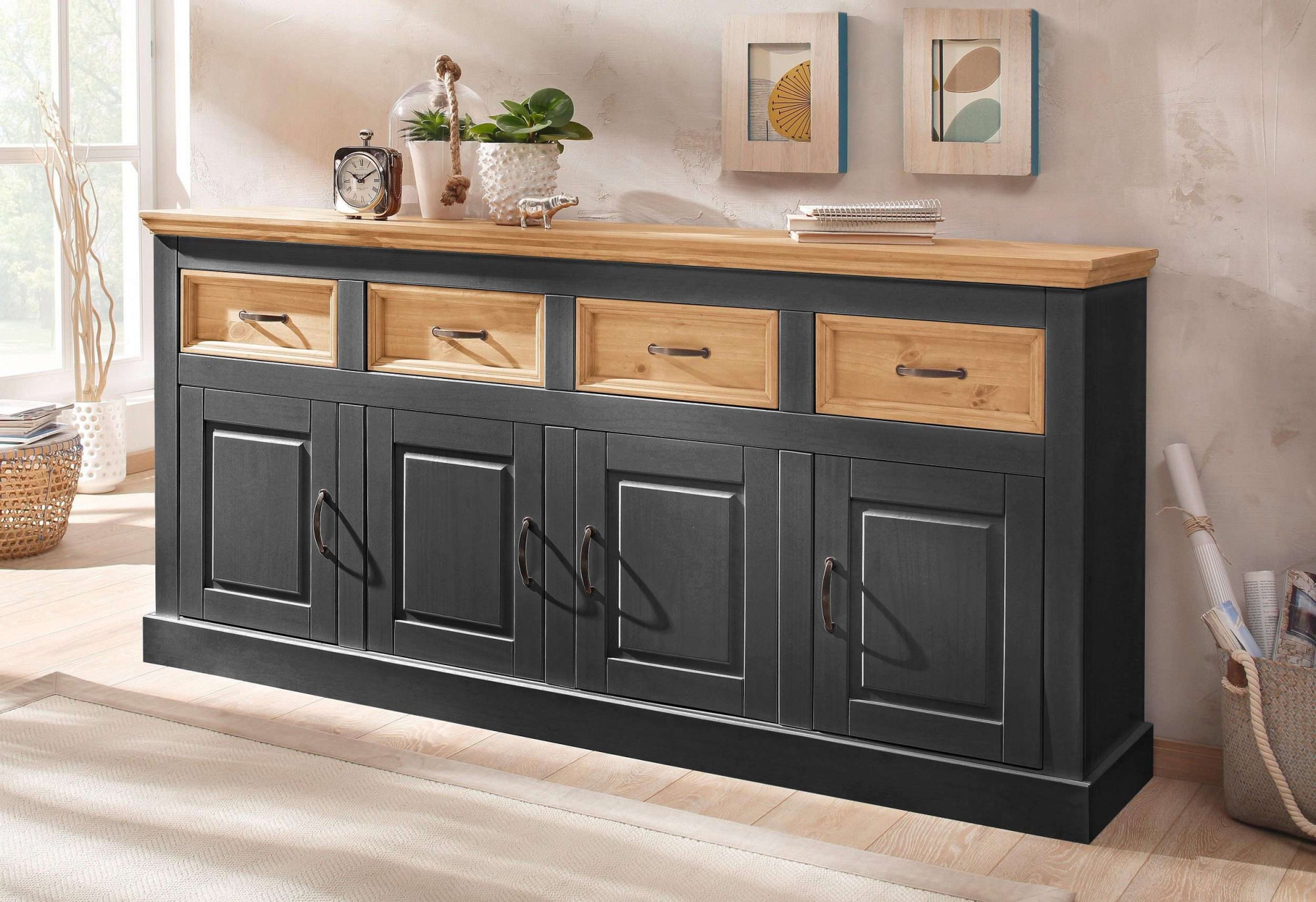 Home affaire Sideboard »Selma«, Kommode mit 4 Türen und 4 Schubkästen. Breite 192 cm