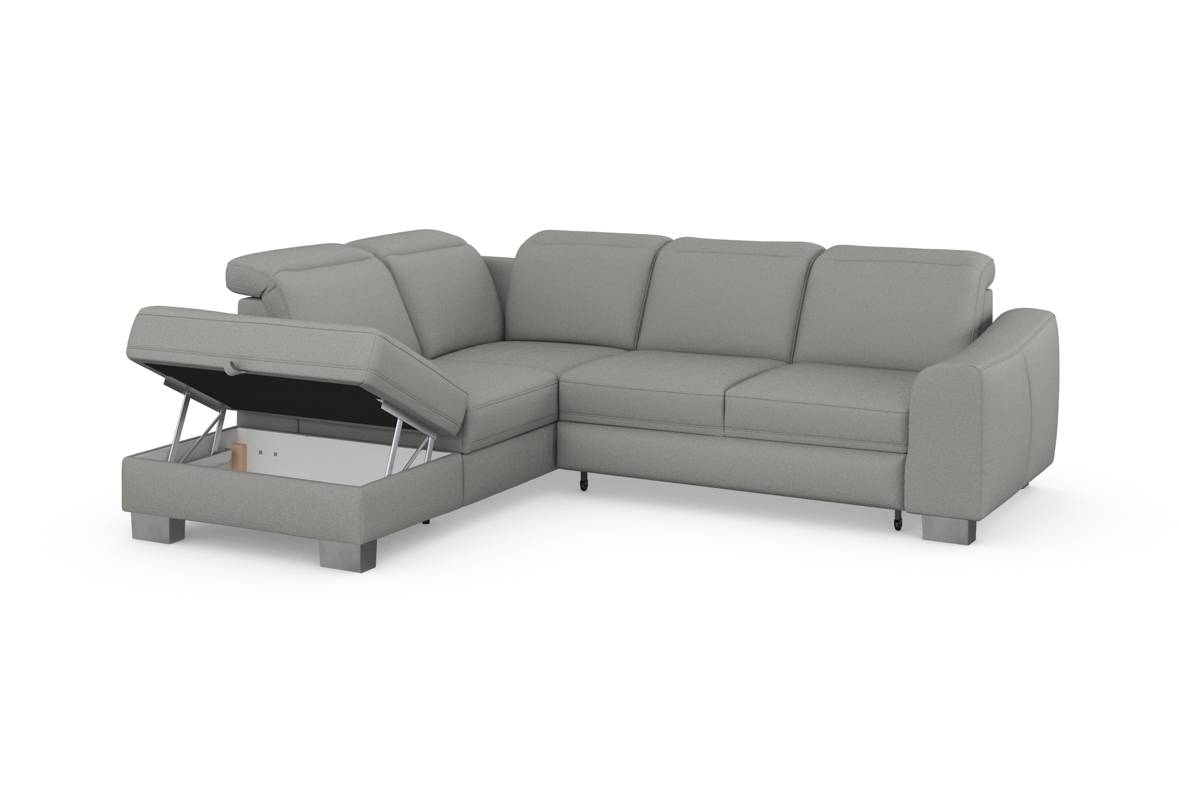 sit&more Ecksofa »Dundee L-Form«, mit Federkern und Edelstahlfüßen, wahlweise mit Kopfteilverstellung
