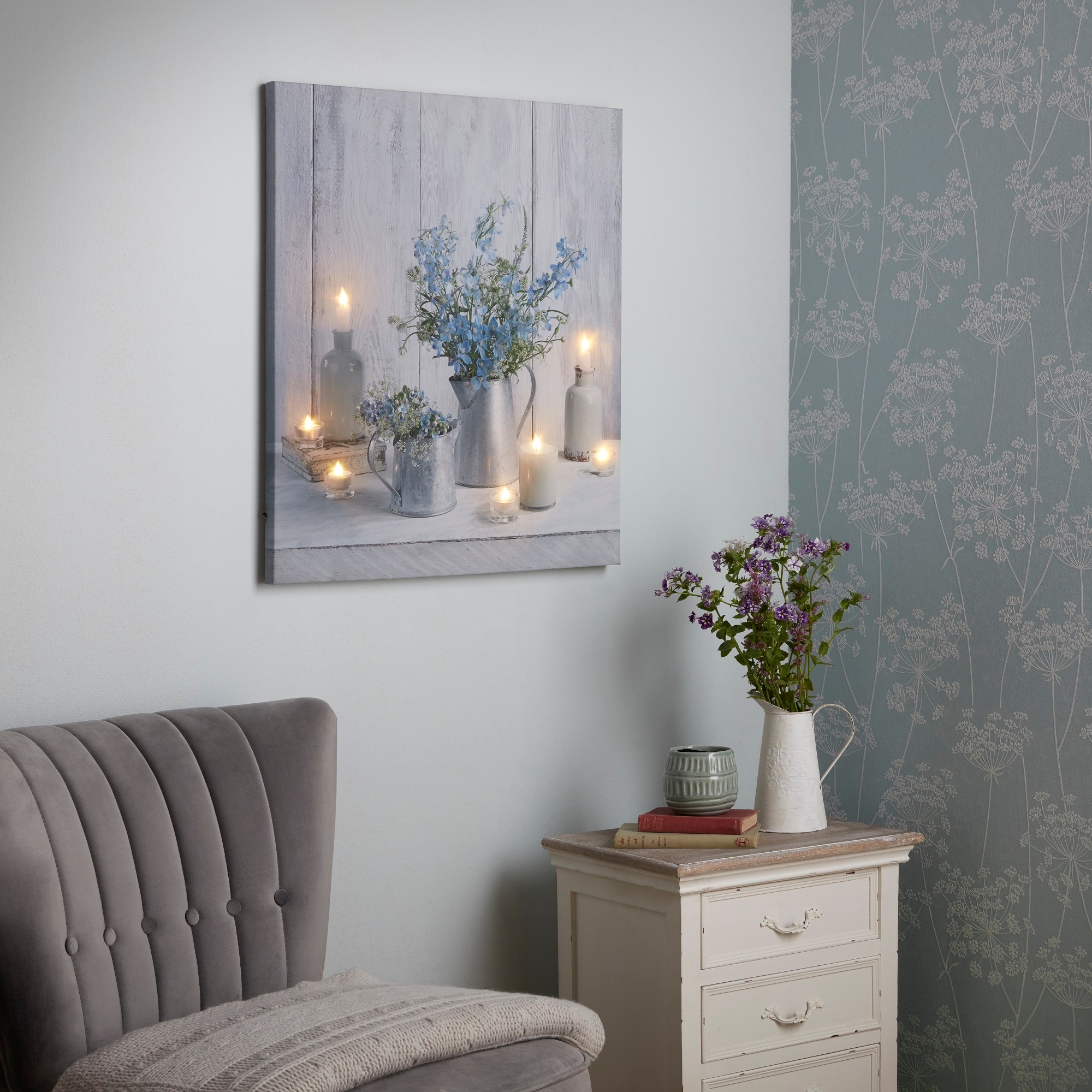 Art for the home LED-Bild "Ruhe Blau LED 60x70cm", Romantisch, (1 St.), LED günstig online kaufen