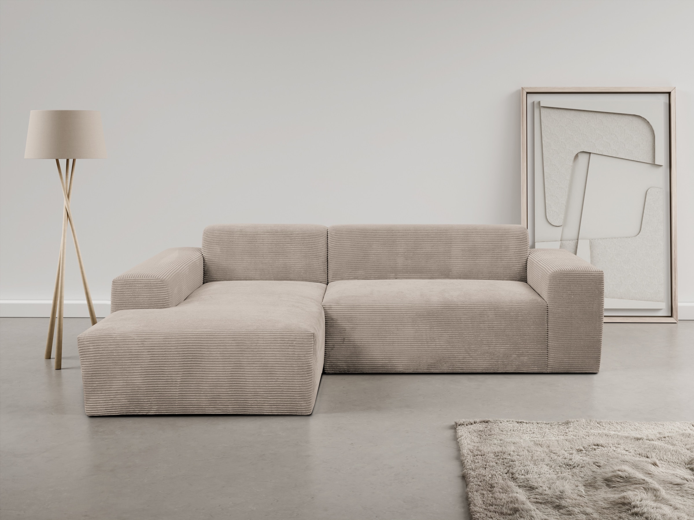 Ecksofa »Zeus-L«, Curvy Trend Ecksofa mit urbaner Optik in weichem Cord