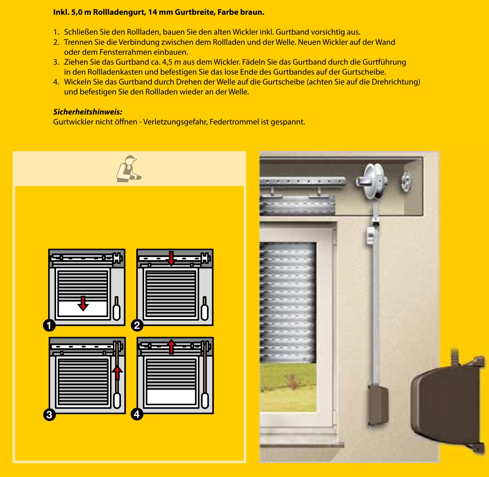 SCHELLENBERG Aufputz-Gurtwickler »Aufschraubwickler für das Rollladensystem Mini«, schwenkbar, mit vormontiertem Rollladengurtband