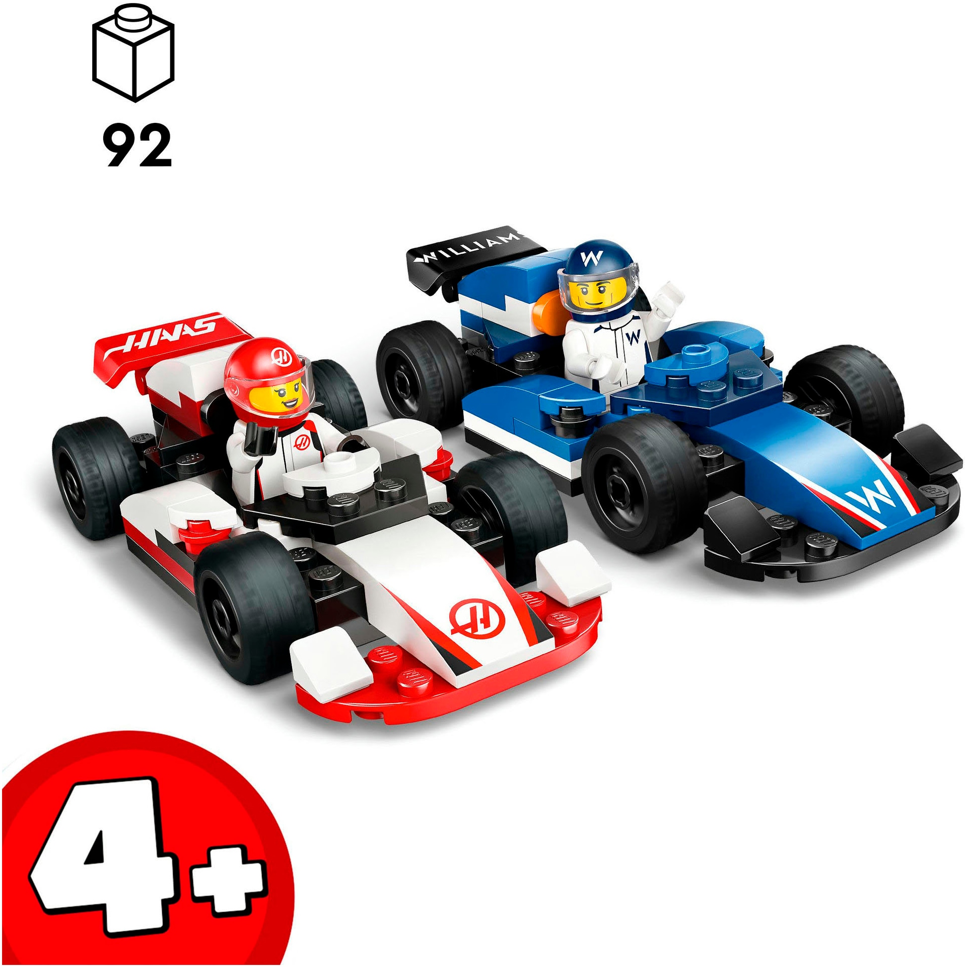 LEGO® Konstruktionsspielsteine »F1® Williams Racing und Haas F1® Rennautos (60464), LEGO City«, (92 St.), Made in Europe