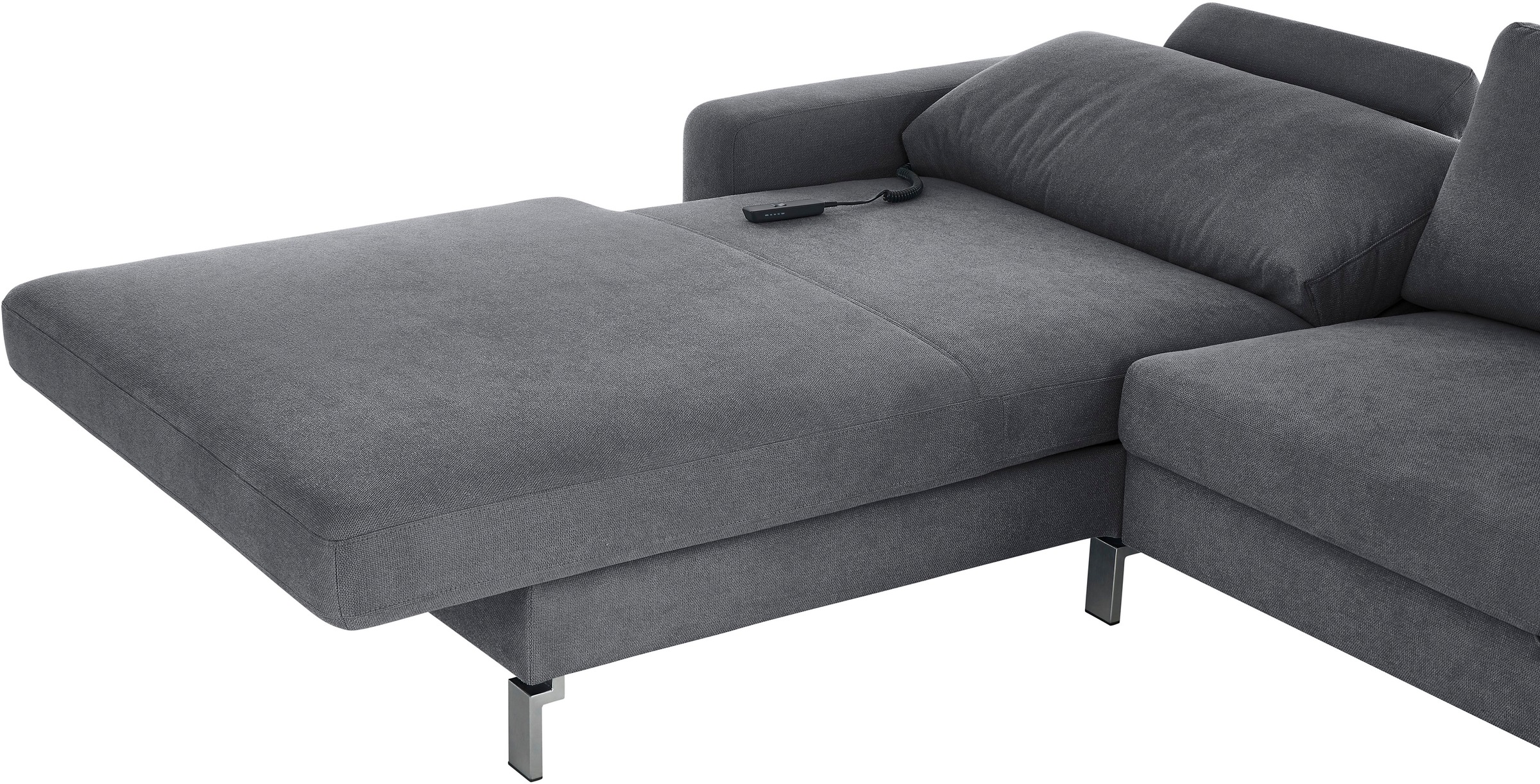 3C Candy Ecksofa »Lecce, wahlweise PUR-Schaumstoff oder Tonnentaschenfederkern«, Bett im 2,5-Sitzer, teilmotorische Schlaffunktion im Longchair, L-Form