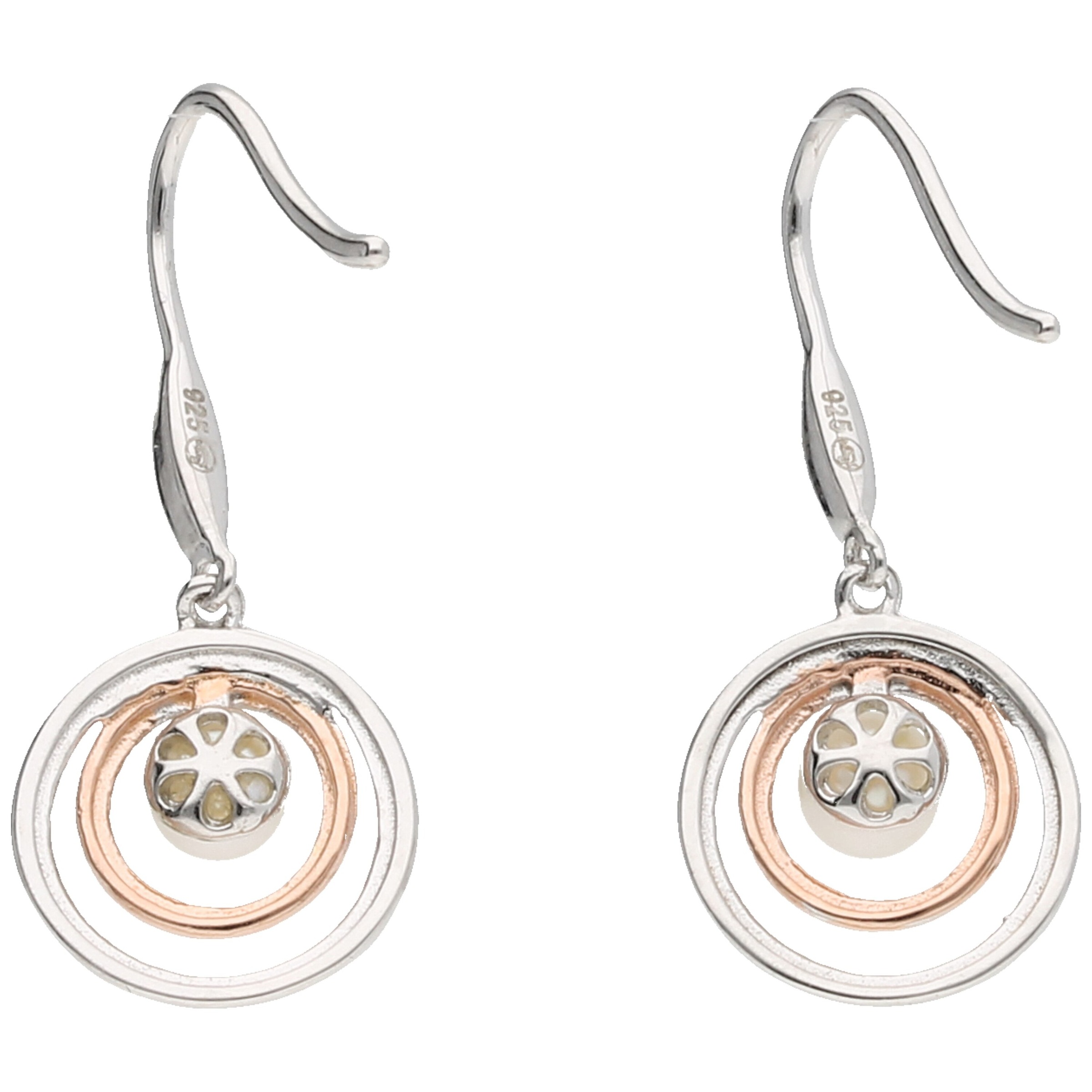 Smart Jewel Paar Ohrhaken »mit Süßwasser-Perle, bicolor, Silber 925«