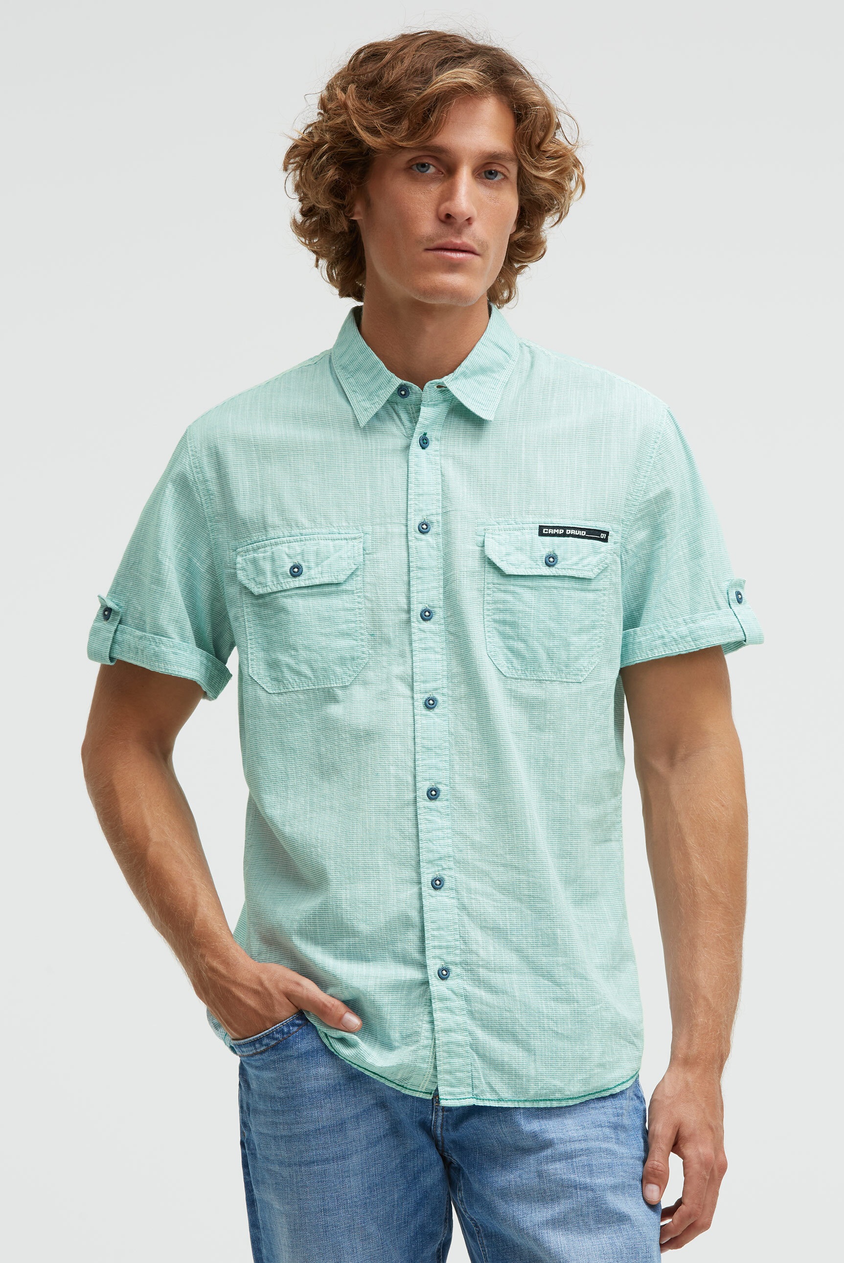 Camp David Short Sleeve Shirt Green M 2
