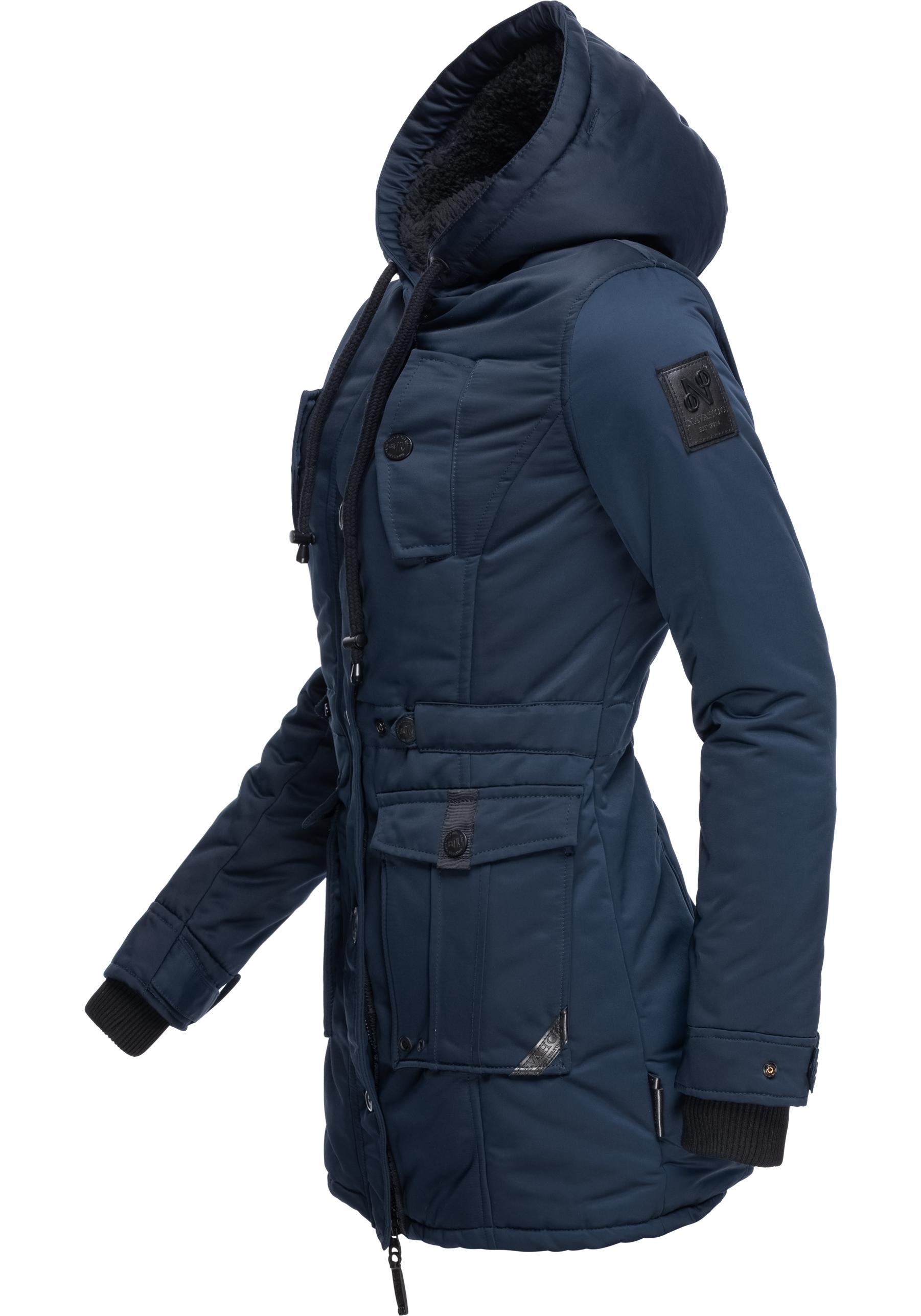 Navahoo Wintermantel »Luluna Prc«, edler Parka mit großer Kunstfellkapuze