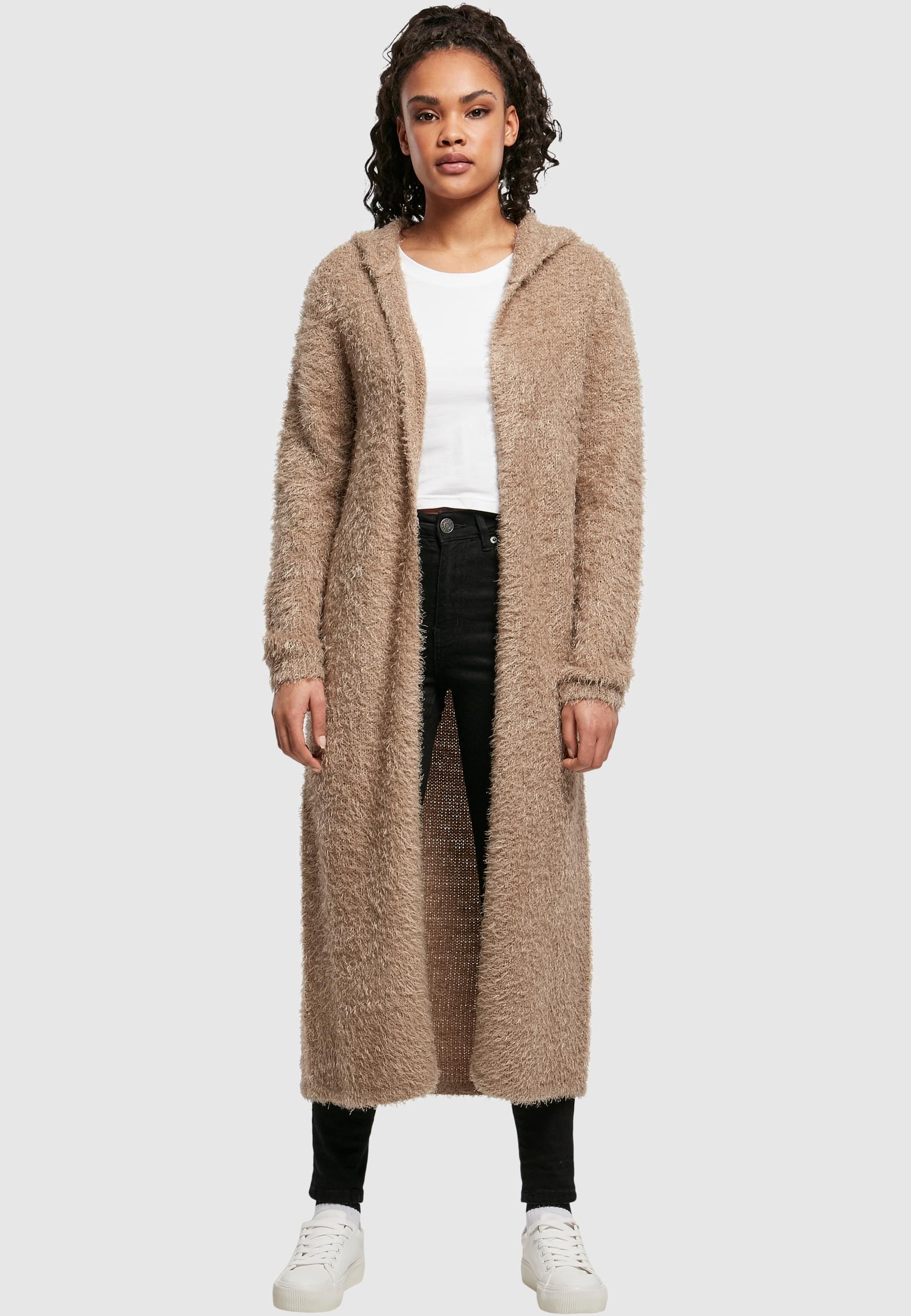 URBAN CLASSICS Strickjacke »Urban Classics Damen Ladies Hooded Feather Cardigan«