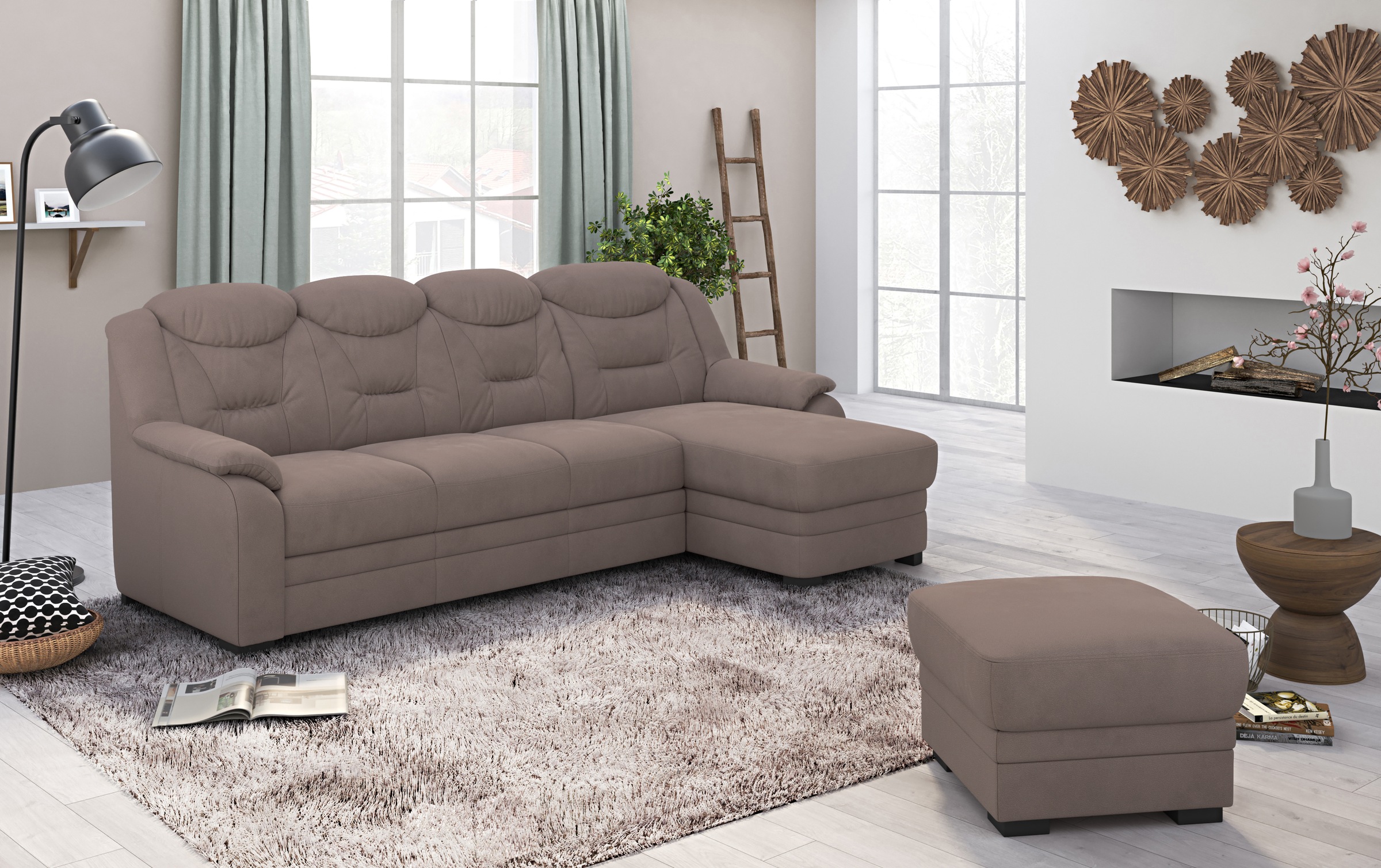 COTTA Ecksofa »Marcus L-Form«, Bequemes Ecksofa in klassischem Design mit hoher Rückenlehne
