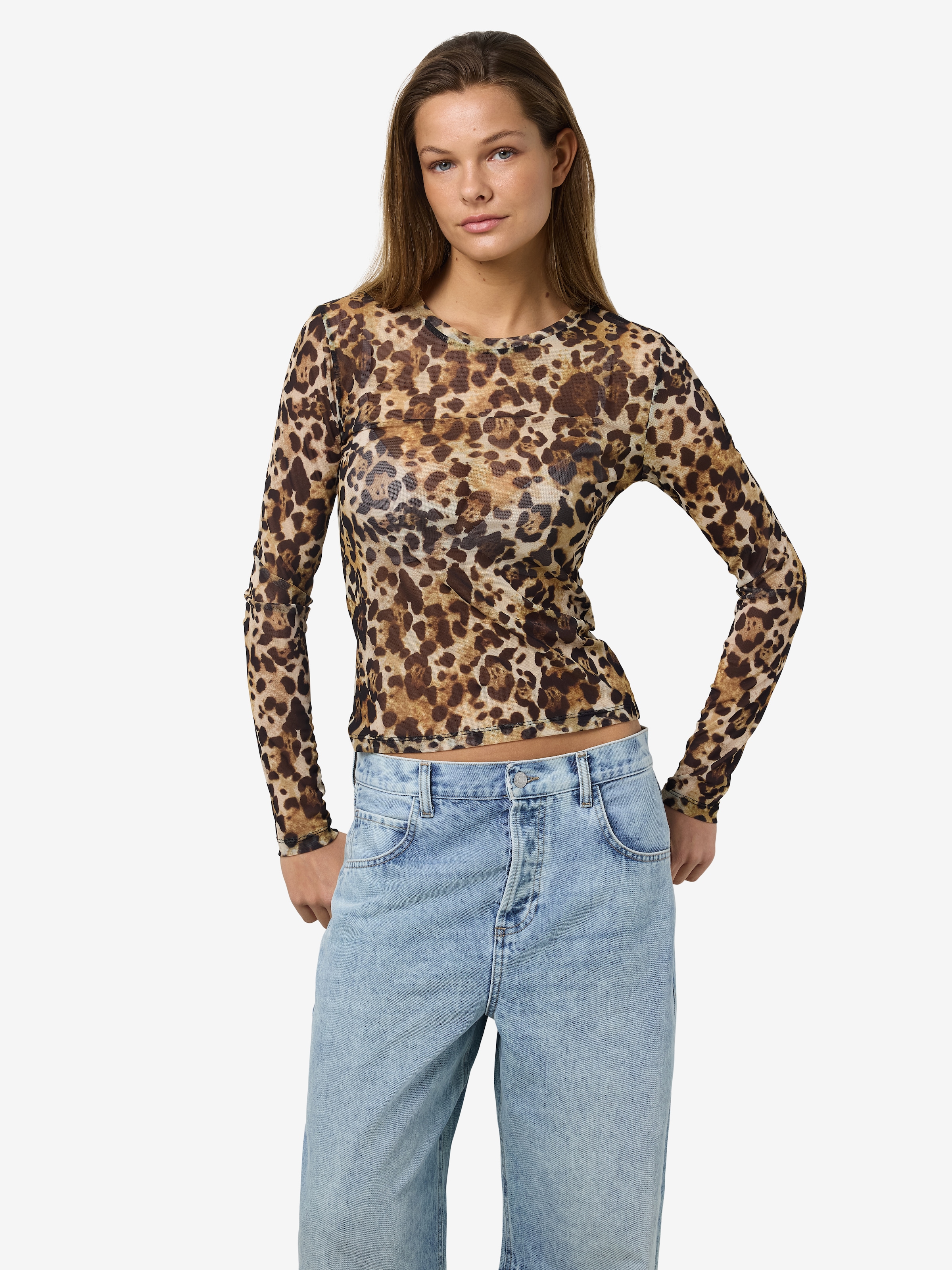 Noisy may Netzshirt "NMJUDITH L/S MESH TOP BG NOOS" günstig online kaufen