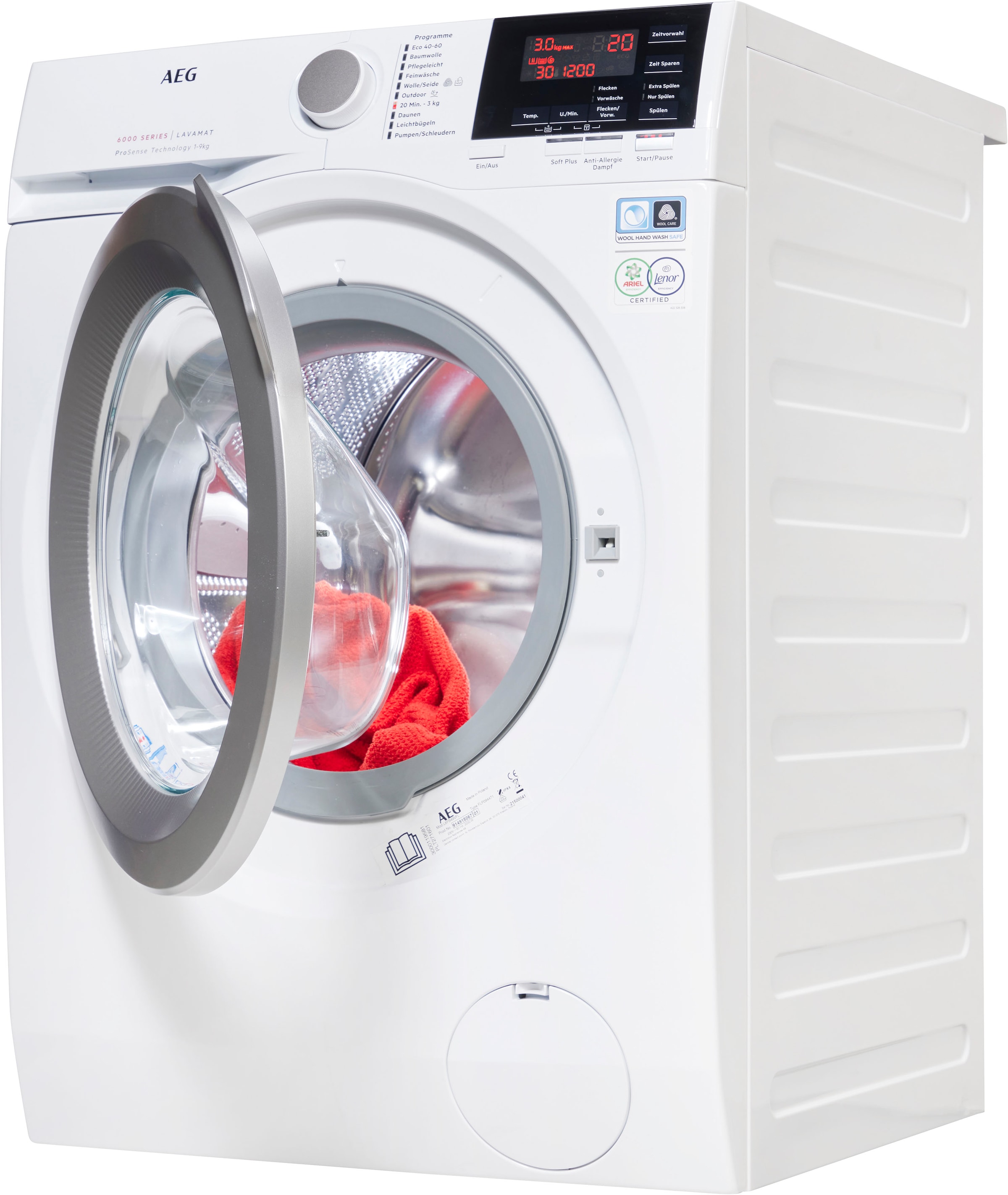 AEG Waschmaschine »L6FB49VFL«, Programm 9 Serie Dampf 1400 mit Anti-Allergie U/min, 6000, Hygiene-/ kg, L6FB49VFL