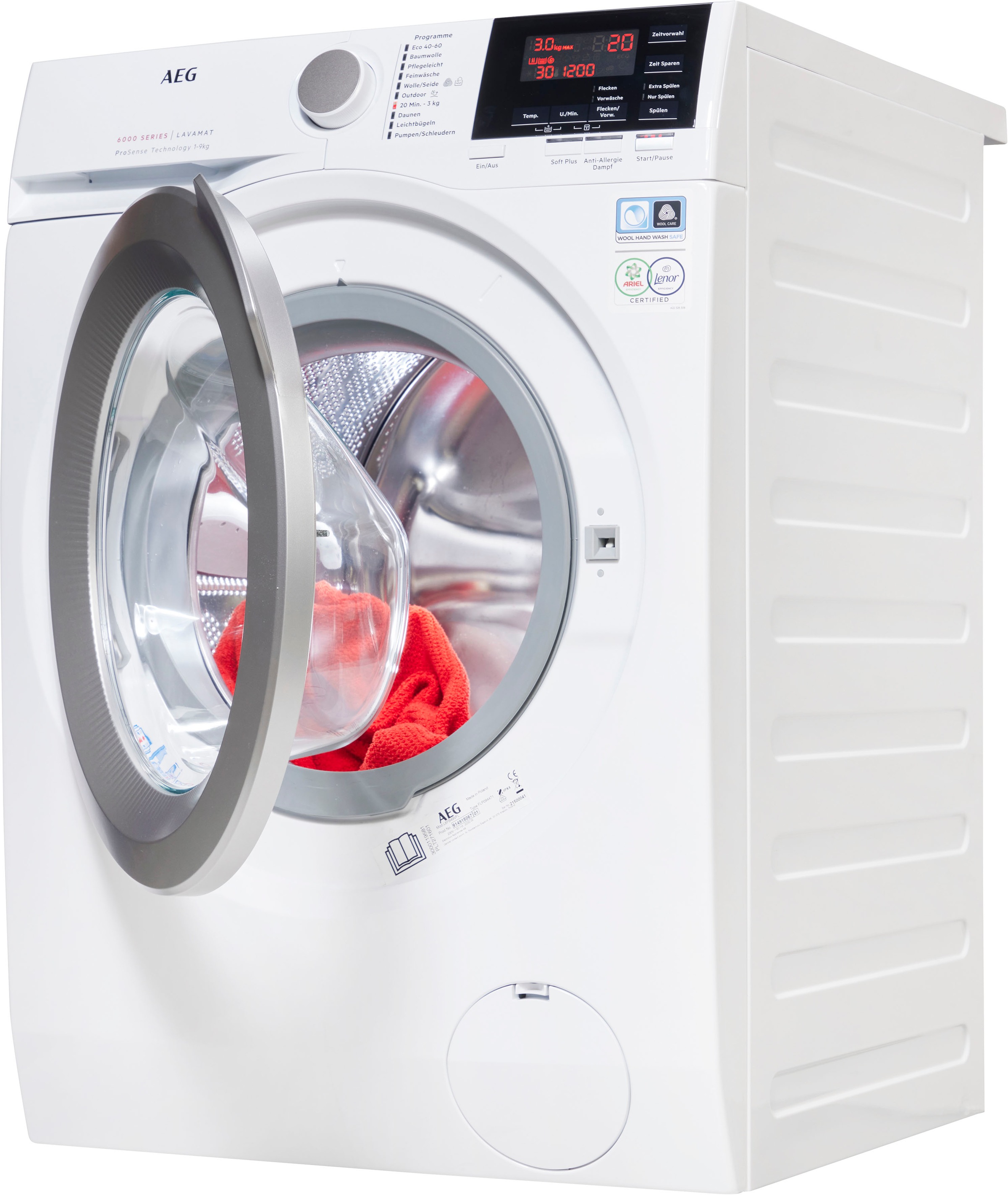AEG Waschmaschine Serie 6000 "L6FB49VFL" 9 kg 1400 U/min Anti-Allergie-Prog günstig online kaufen