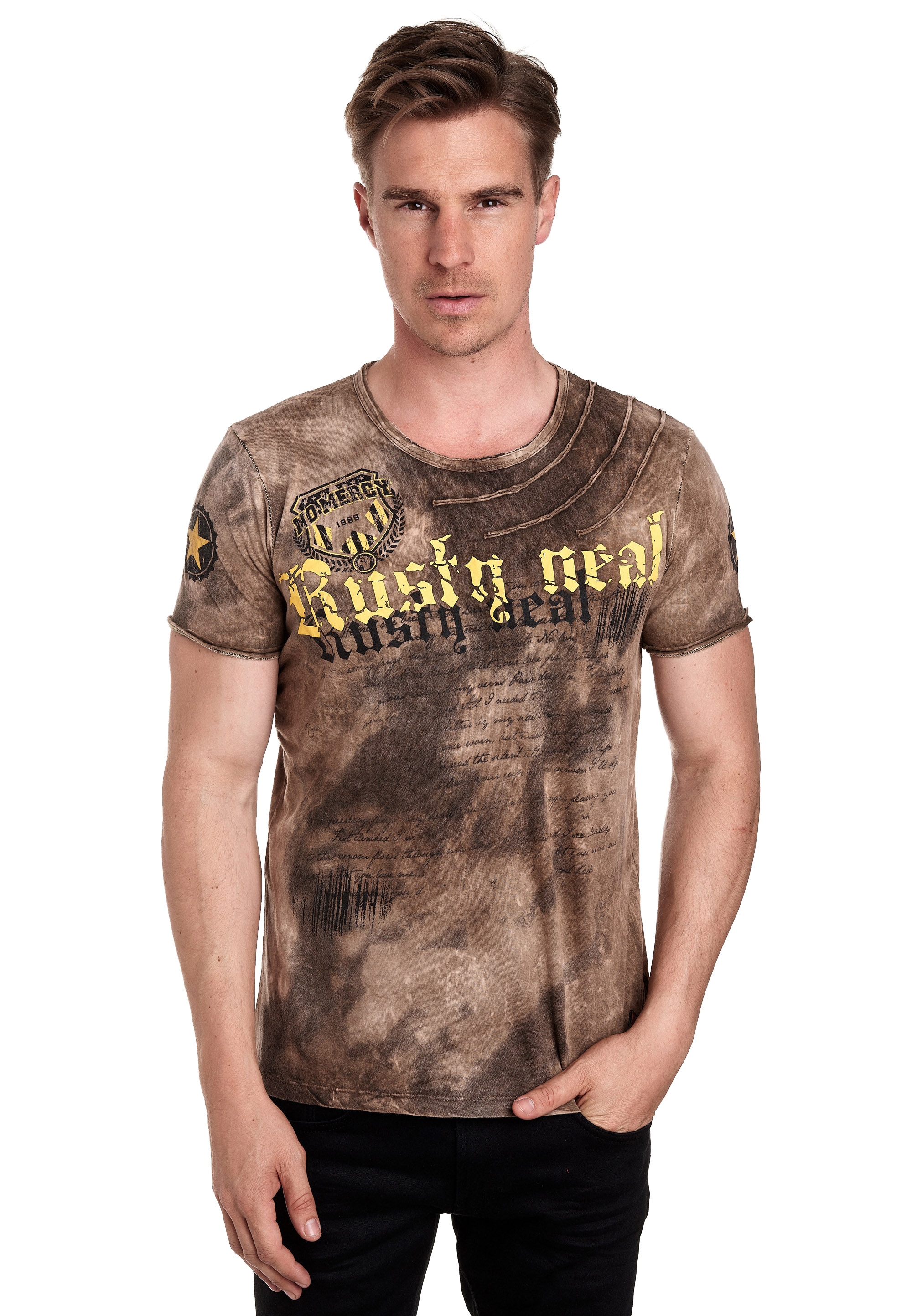 Rusty Neal kaufen Batik-Optik toller | ▷ BAUR T-Shirt, mit
