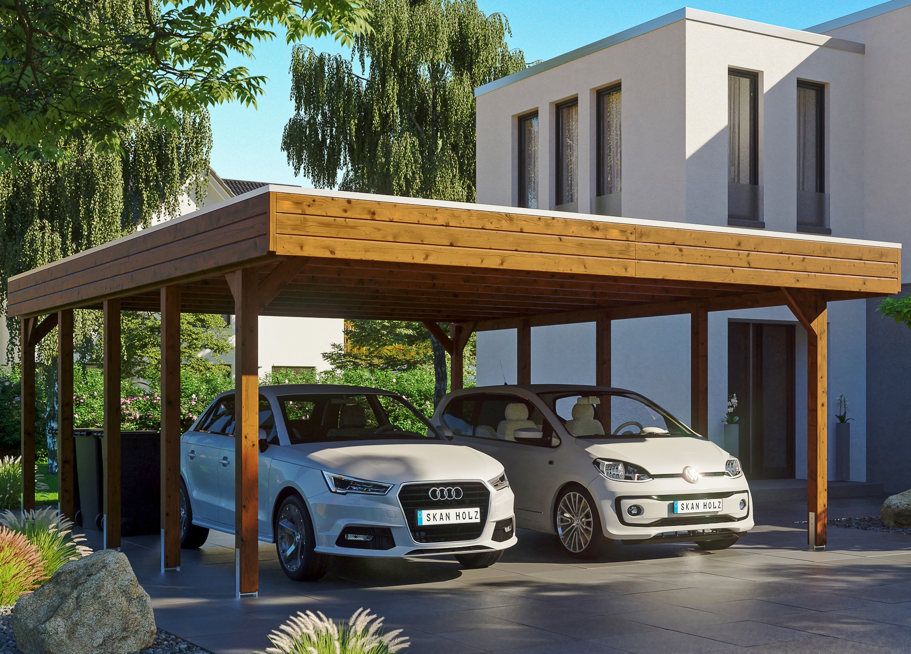 Skanholz Doppelcarport "Friesland" Massivholz 514 cm braun