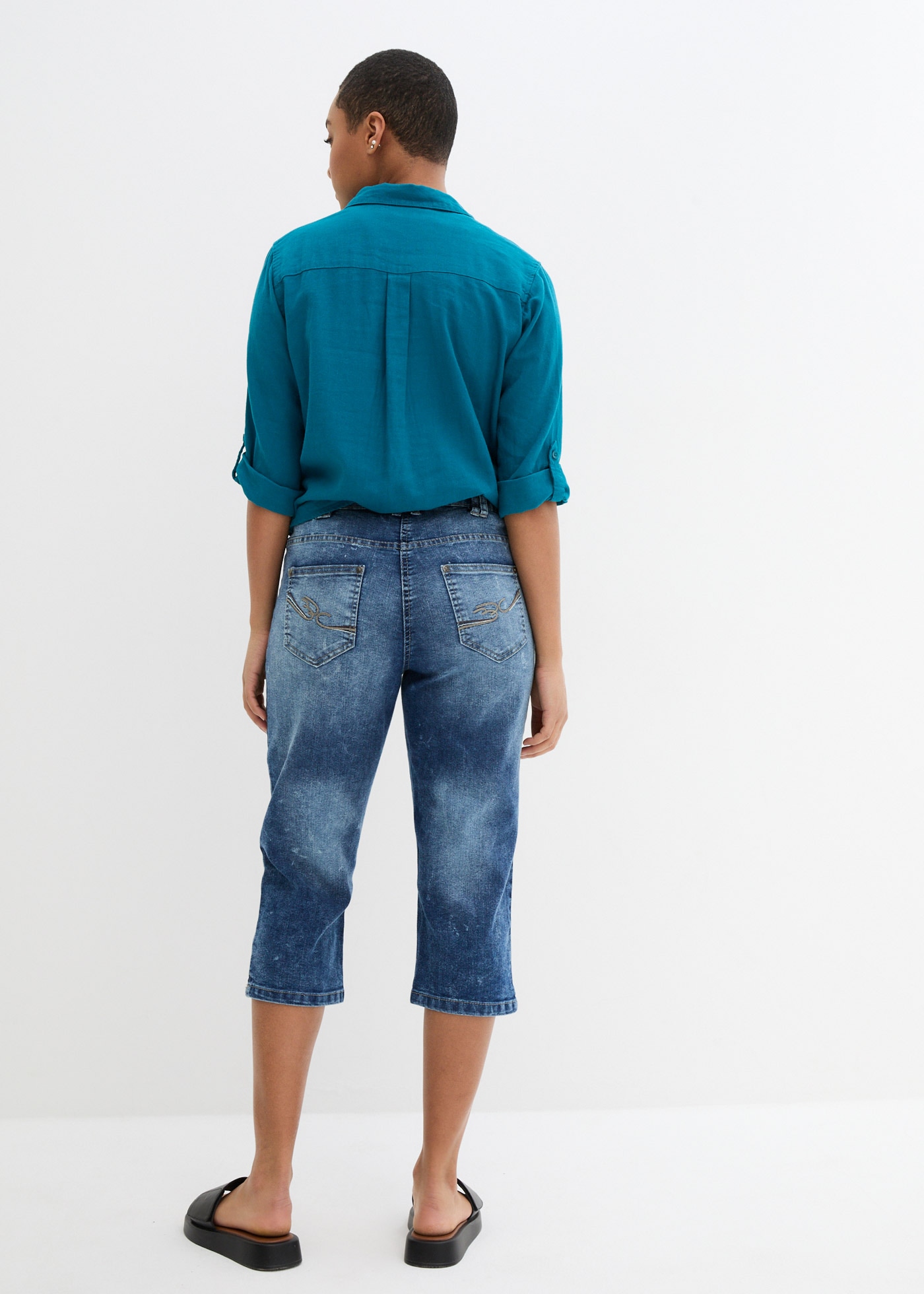 bonprix Caprijeans 1 figurformende Passform, Regular Fit, mit Komfort-Stretch