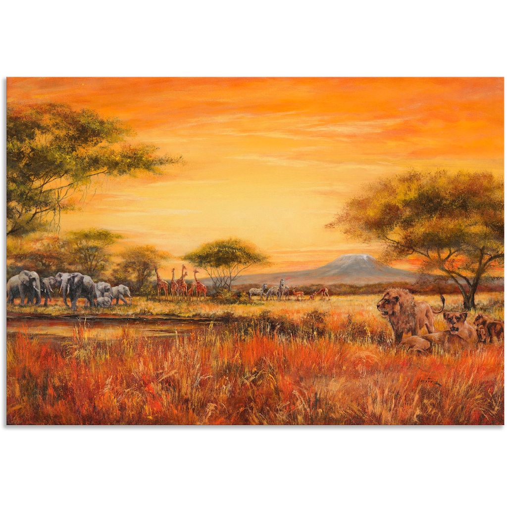 Artland Wandbild »Afrikanische Steppe mit Löwen«, Afrika, (1 St.)