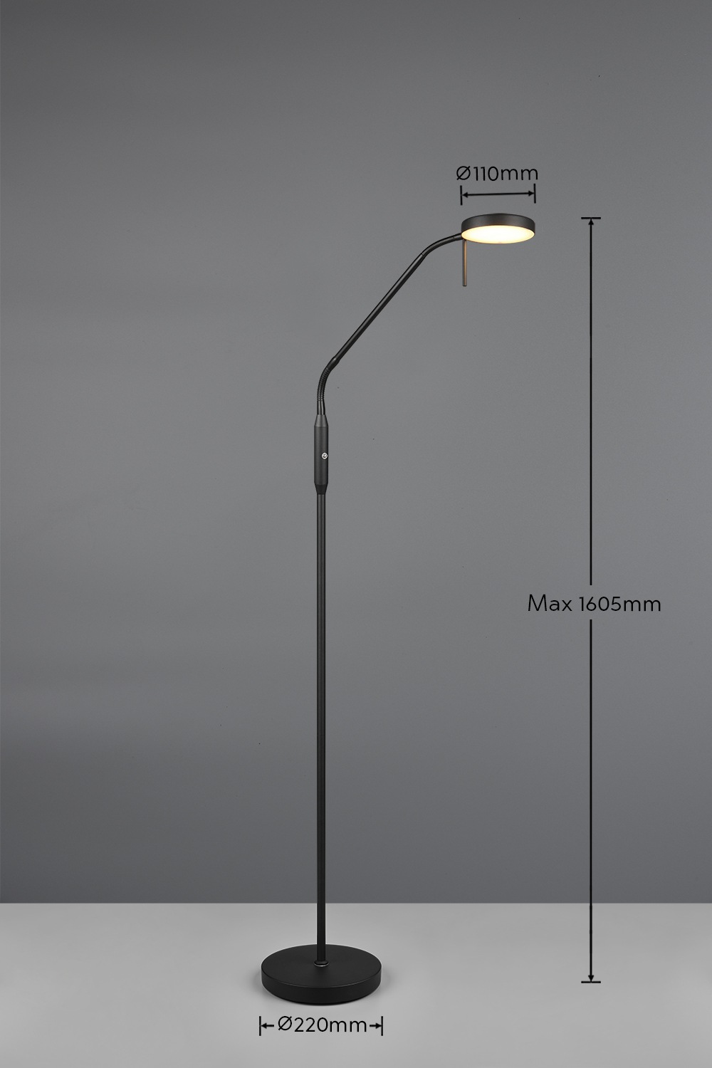 REALITY Leuchten LED Stehlampe »MORENO, Akku LED Stehleuchte warmweiß bis kaltweiß 2700-4000-6000K« LED-Board 1 Stk. Farbwechsler | warmweiß - kaltweiß dimmbar, Lesearm schwenkbar, induktive Ladestation per USB-C aufladbar
