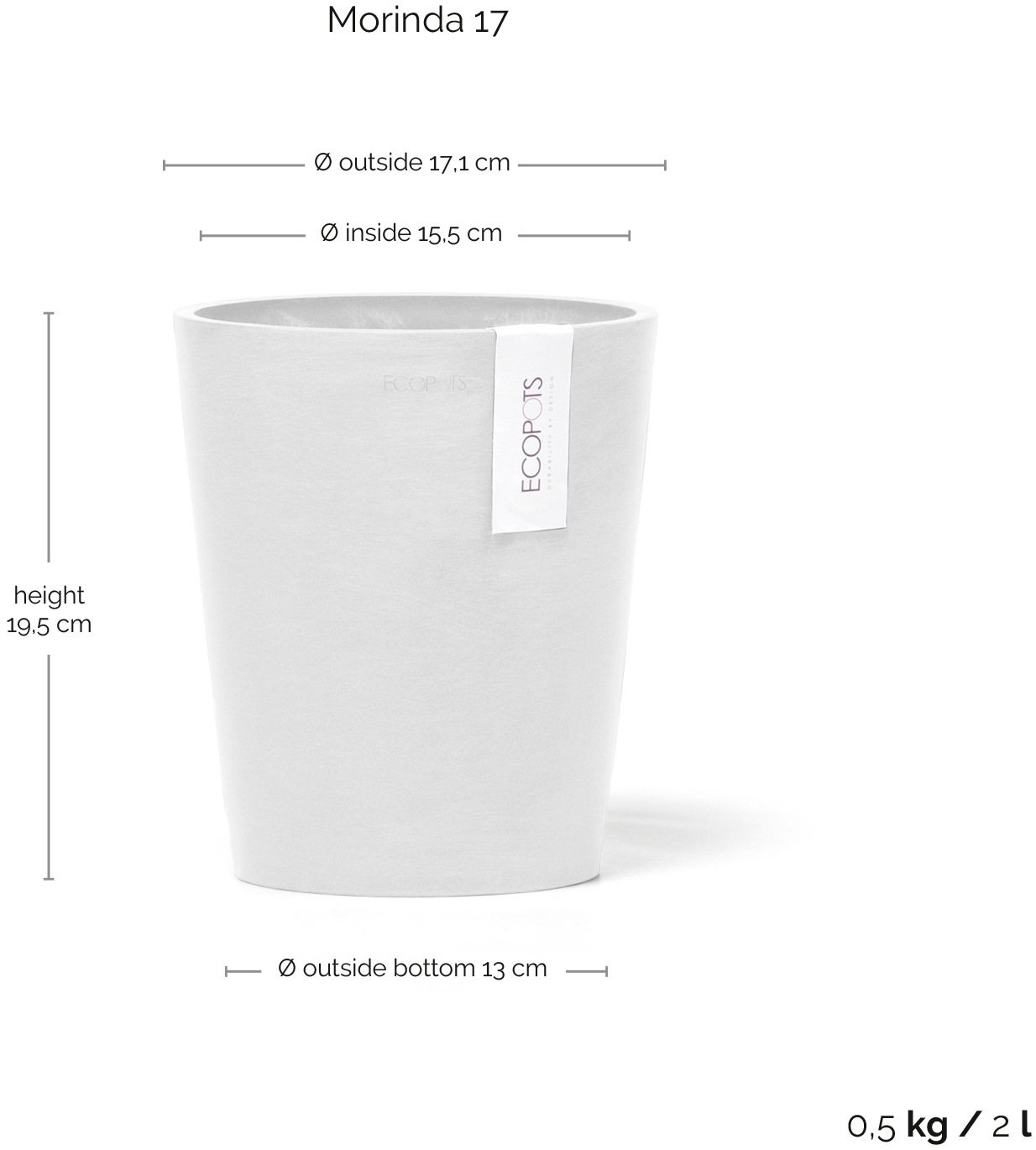 ECOPOTS Blumentopf »Morinda Orchidee 17 Weiß«, für den Innenbereich