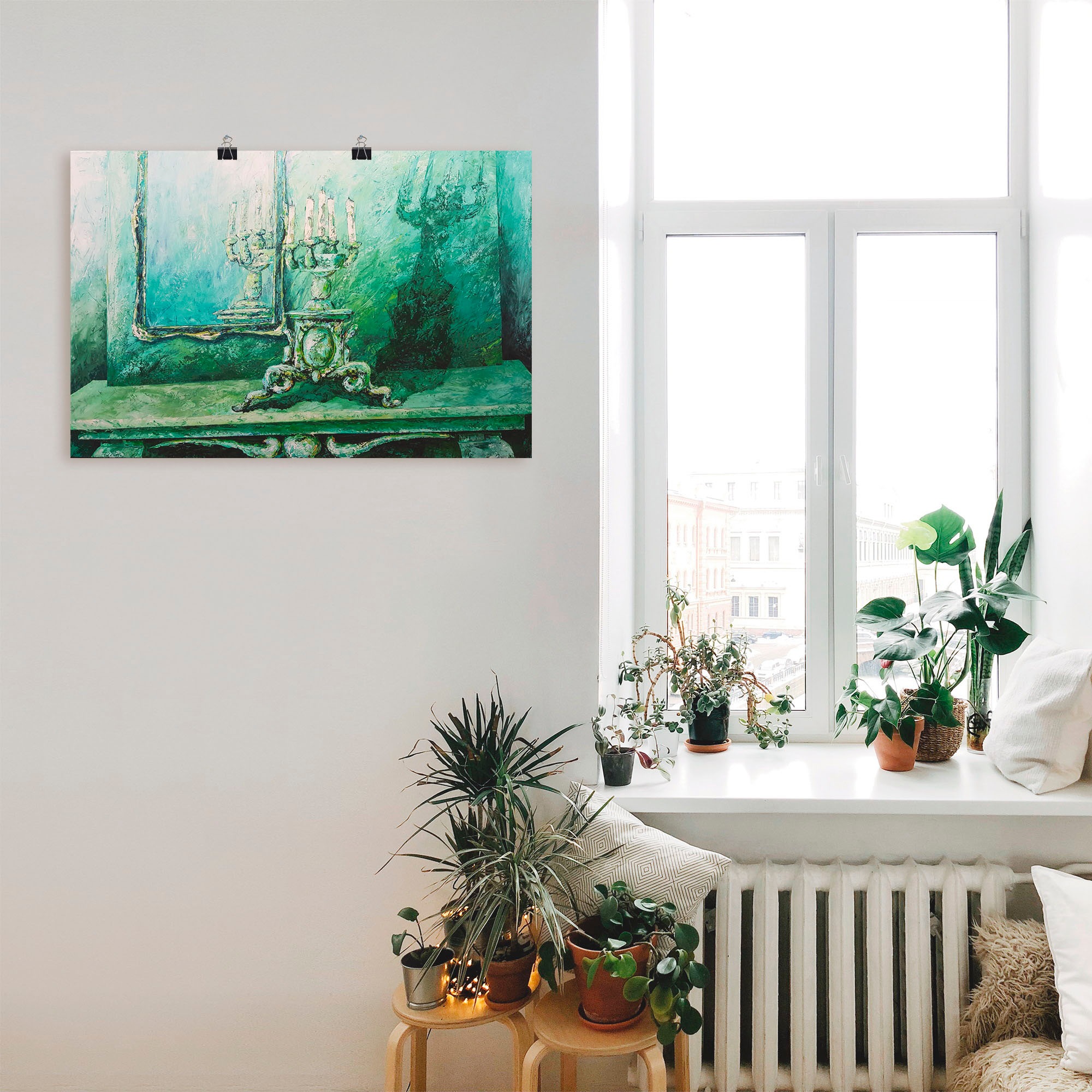 Artland Wandbild »Barocker Leuchter grün«, Innenarchitektur, (1 St.), als Alubild, Leinwandbild, Wandaufkleber oder Poster in versch. Größen
