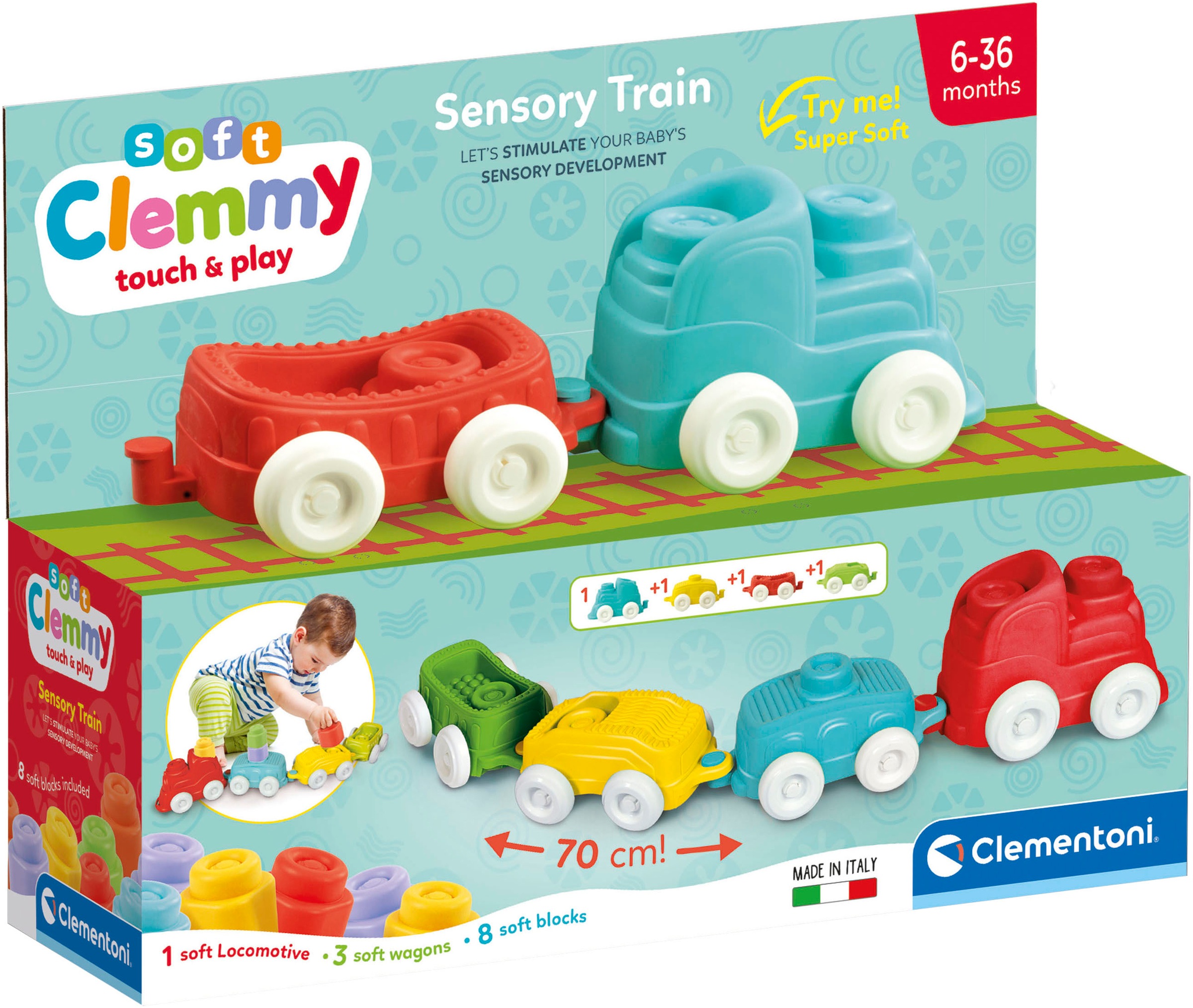 Clementoni® Spielbausteine »Clemmy, Sensorischer Zug«, Made in Europe