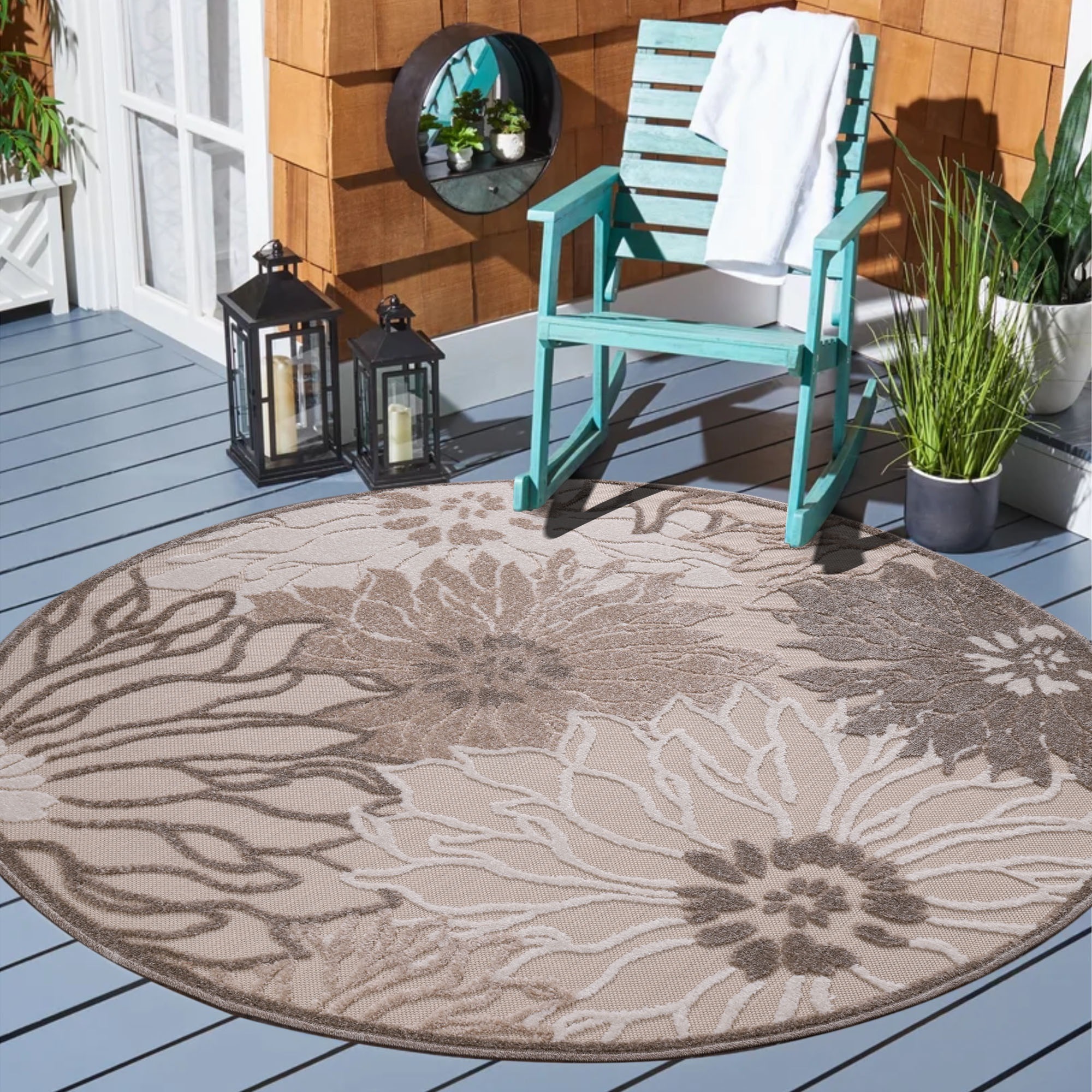 Sanat Teppich "Floral 2 Outdoor" rund 6 mm Höhe In- und Outdoor geeignet, f günstig online kaufen