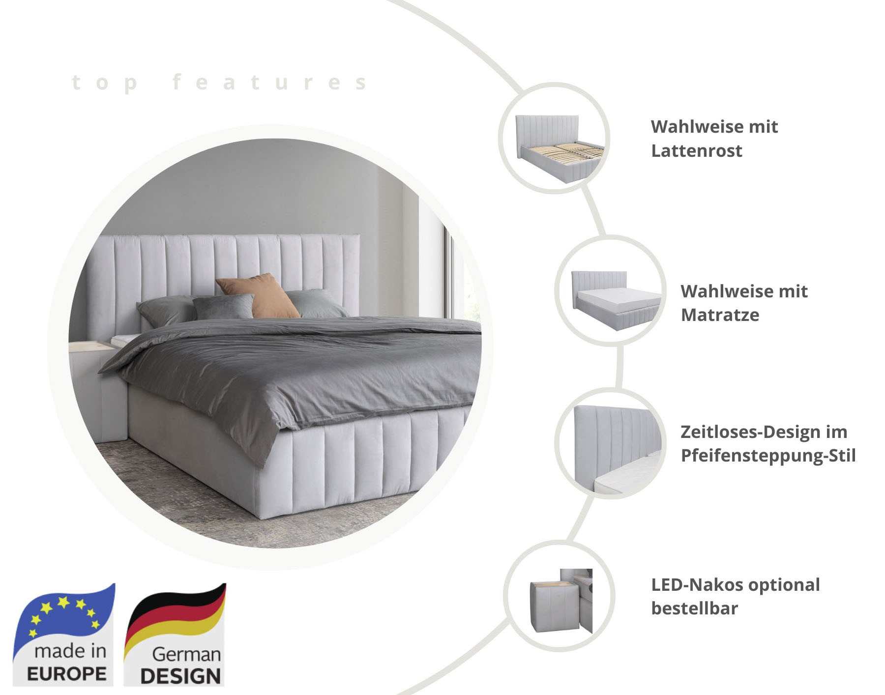 Thumbnail - INOSIGN Polsterbett "Effy erhältlich in der Breite 180x200cm" wahlweise mit Lattenrost und King-Matratze (28cm)