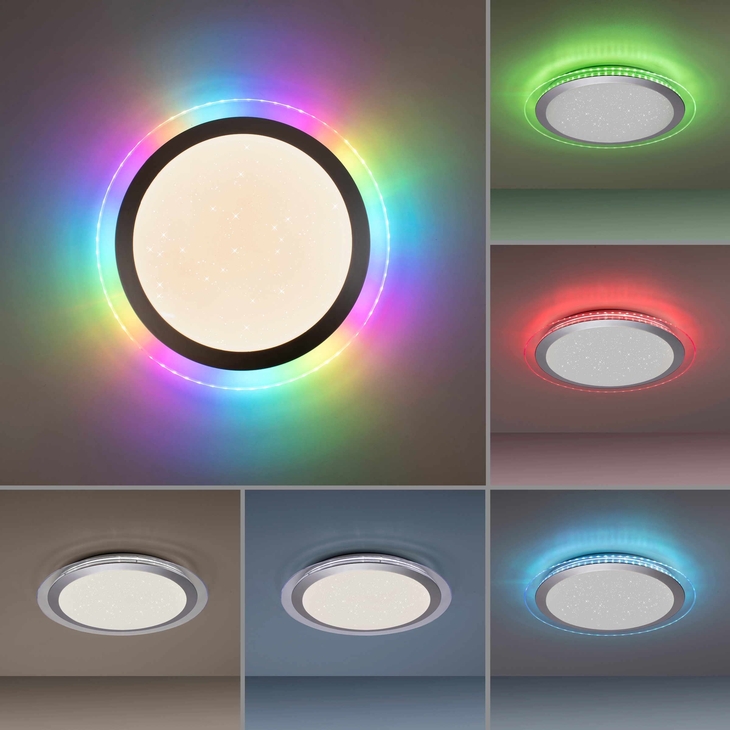 JUST LIGHT Deckenleuchte »CYBA«, 2 flammig, Leuchtmittel LED-Board-LED-Board | LED fest integriert-LED fest integriert, LED, CCT - über Fernbedienung, RGB-Rainbow, dimmbar, Infrarot inkl.