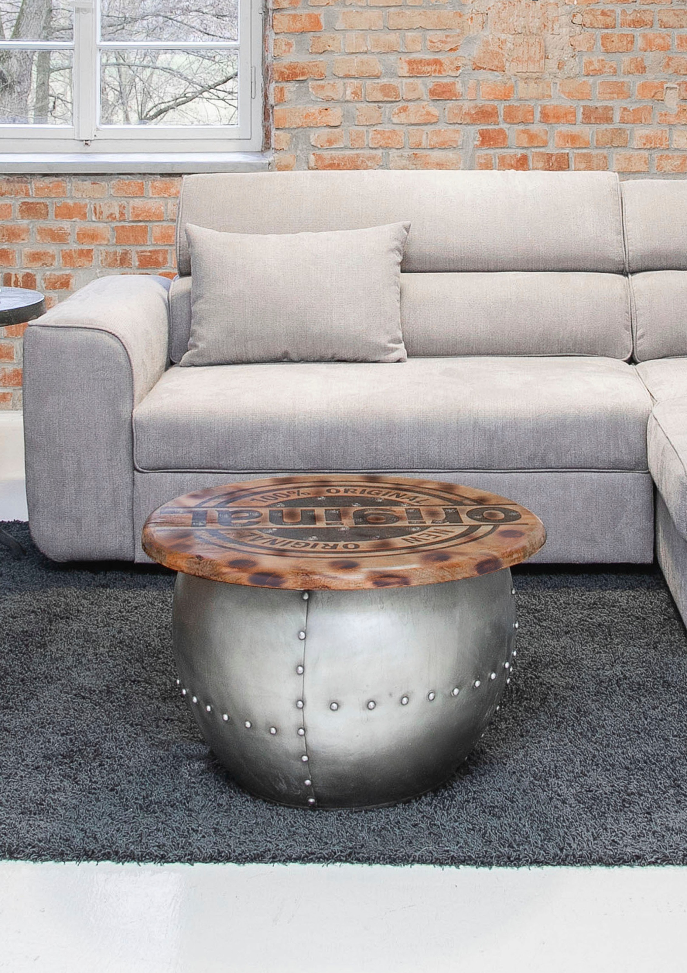Gutmann Factory Beistelltisch "Cheesy, Couchtisch rund Ø 69cm" Tischplatte aus massivem Mangoholz