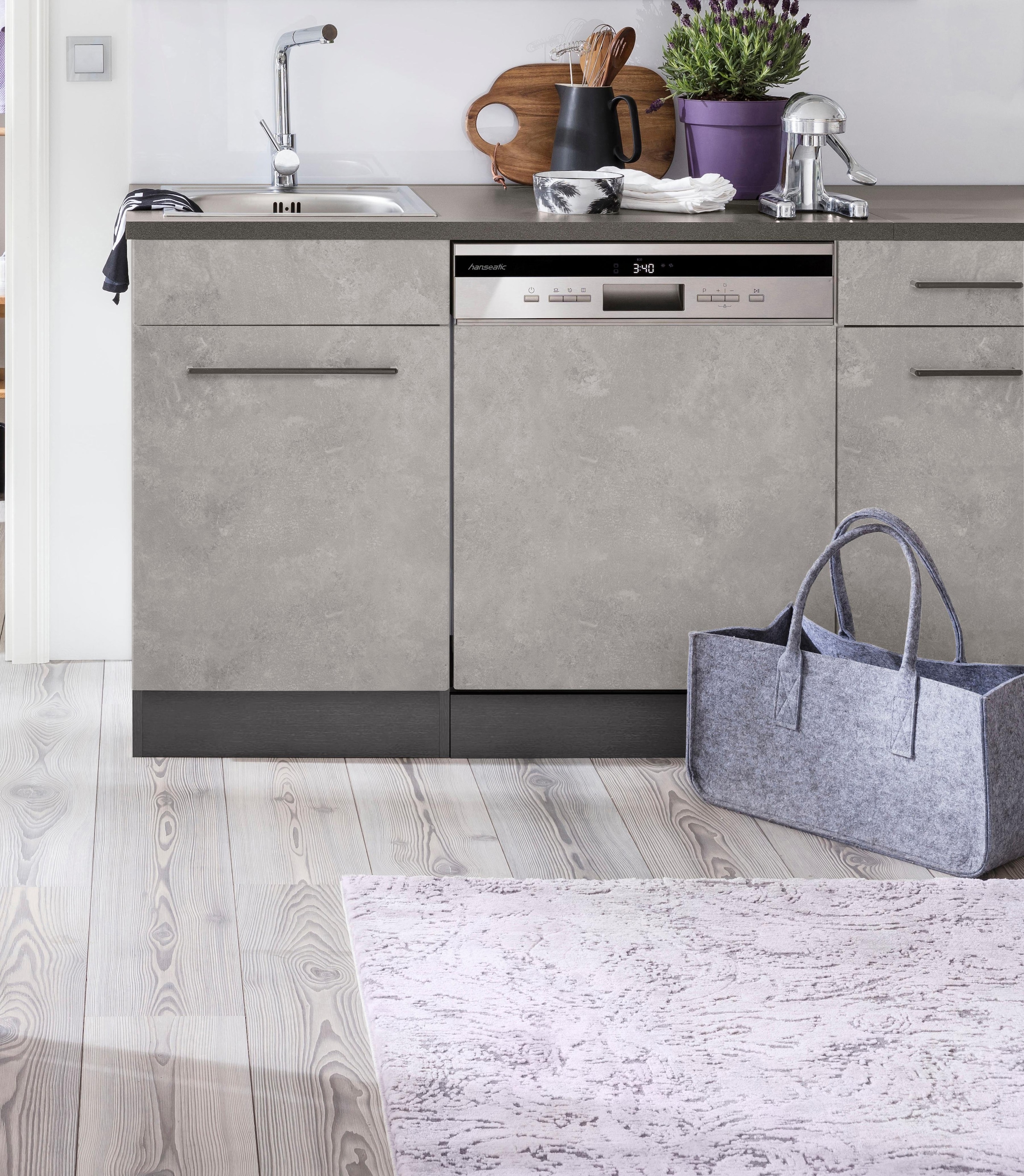 KOCHSTATION Spülenschrank »KS-Tulsa«, 110 cm breit, inkl. Tür/Sockel für Einbaugeschirrspüler, Metallgriff